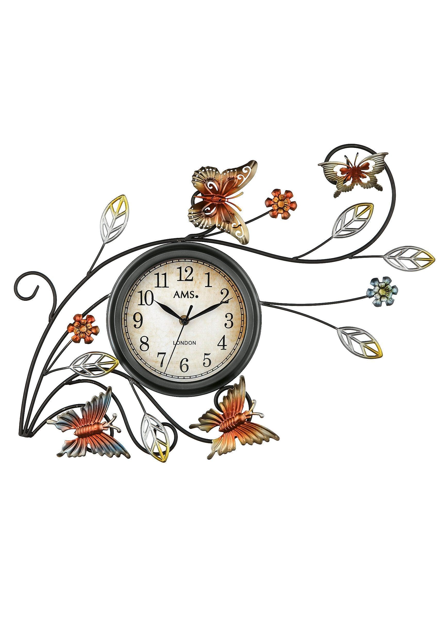 AMS Wanduhr Quarz Metall Antike Zeiger Romantik Design