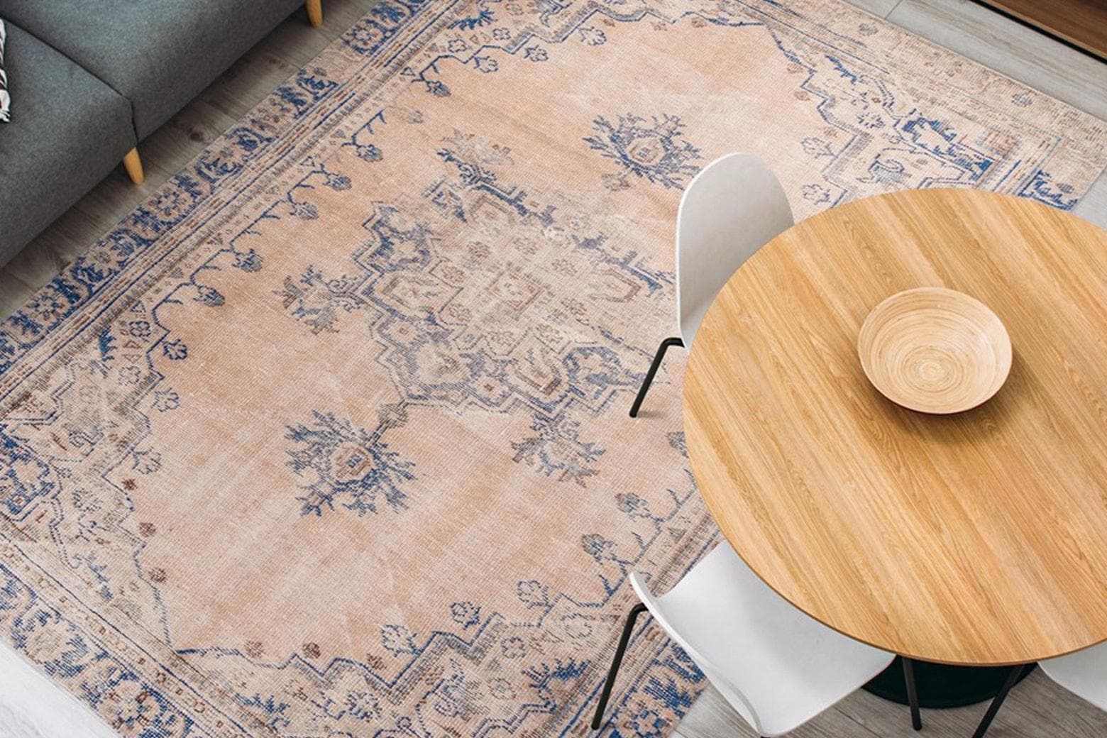 Vintage-Teppich in Blau, 200x290 cm