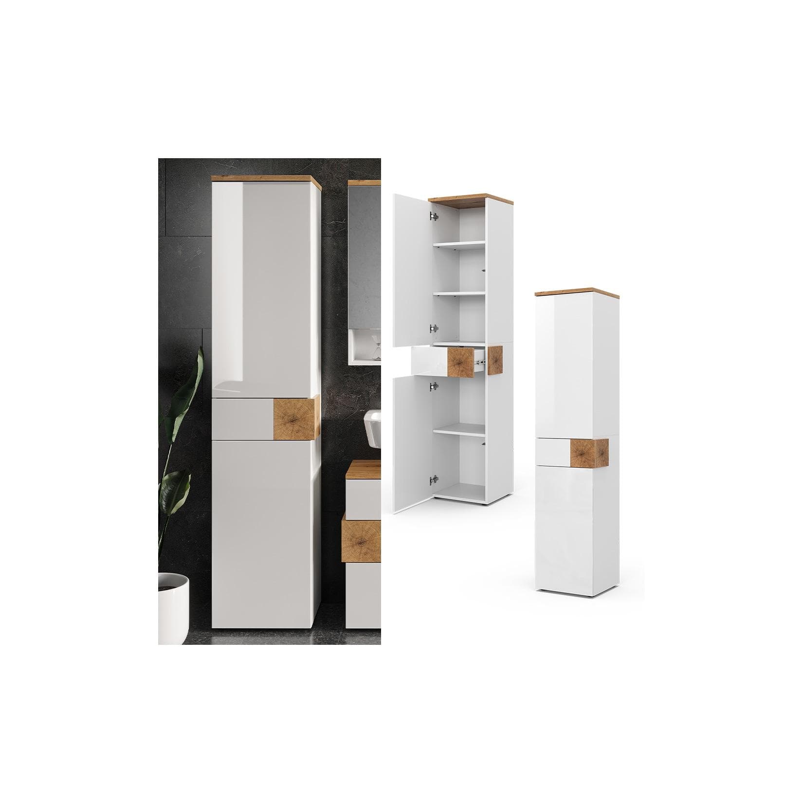 Vicco Hochschrank Eden Weiß Hochglanz Modern Badschrank