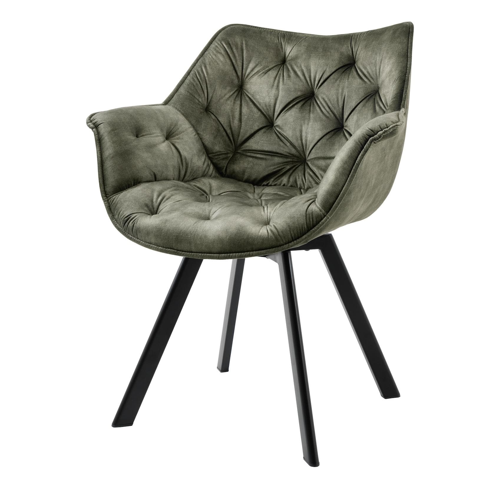 Drehbarer Samt Polsterstuhl mit Armlehne - Retro Design