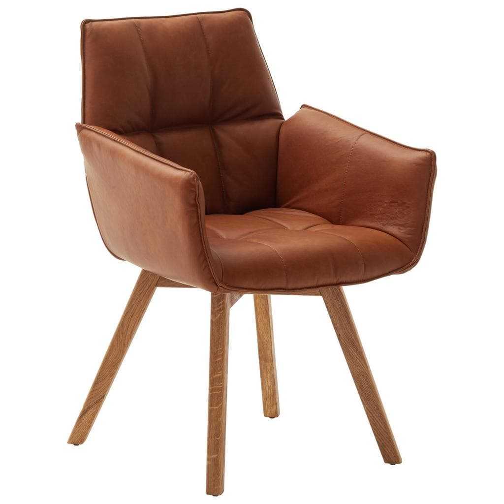 Linea Natura Armlehnstuhl Cognac Echtleder Wildeiche Massiv
