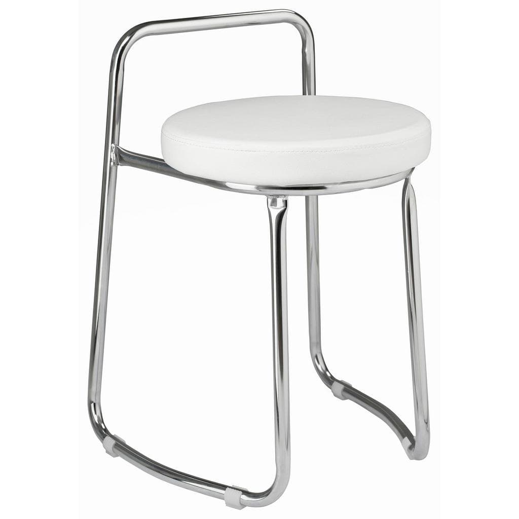 Badhocker Weiß Chrom Metall Textil 43x61x40 cm Made in Germany