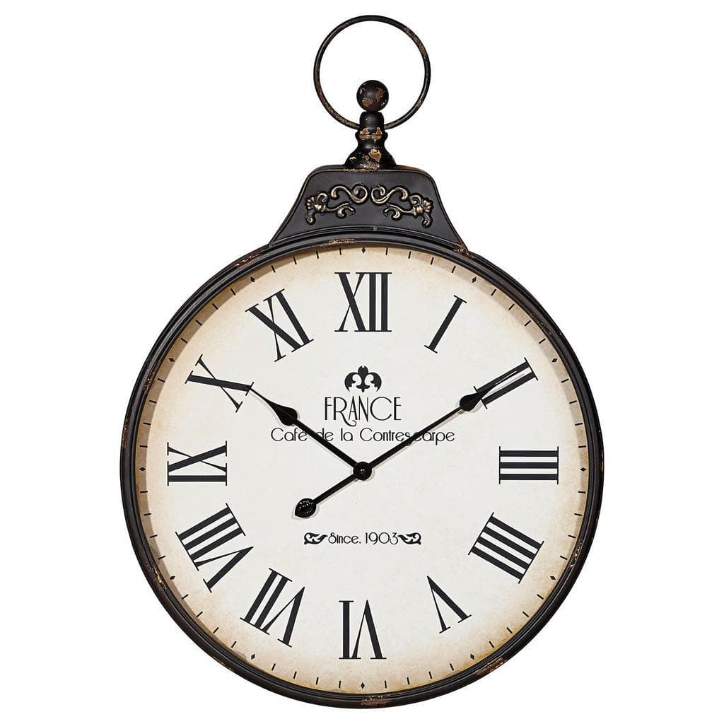 Ambia Home Wanduhr Schwarz/Weiß Vintage
