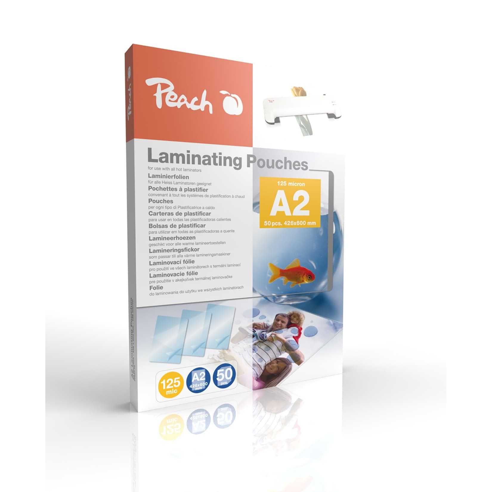 Peach 500 x A2 Laminierfolien, 125 Mikrometer, Glänzend