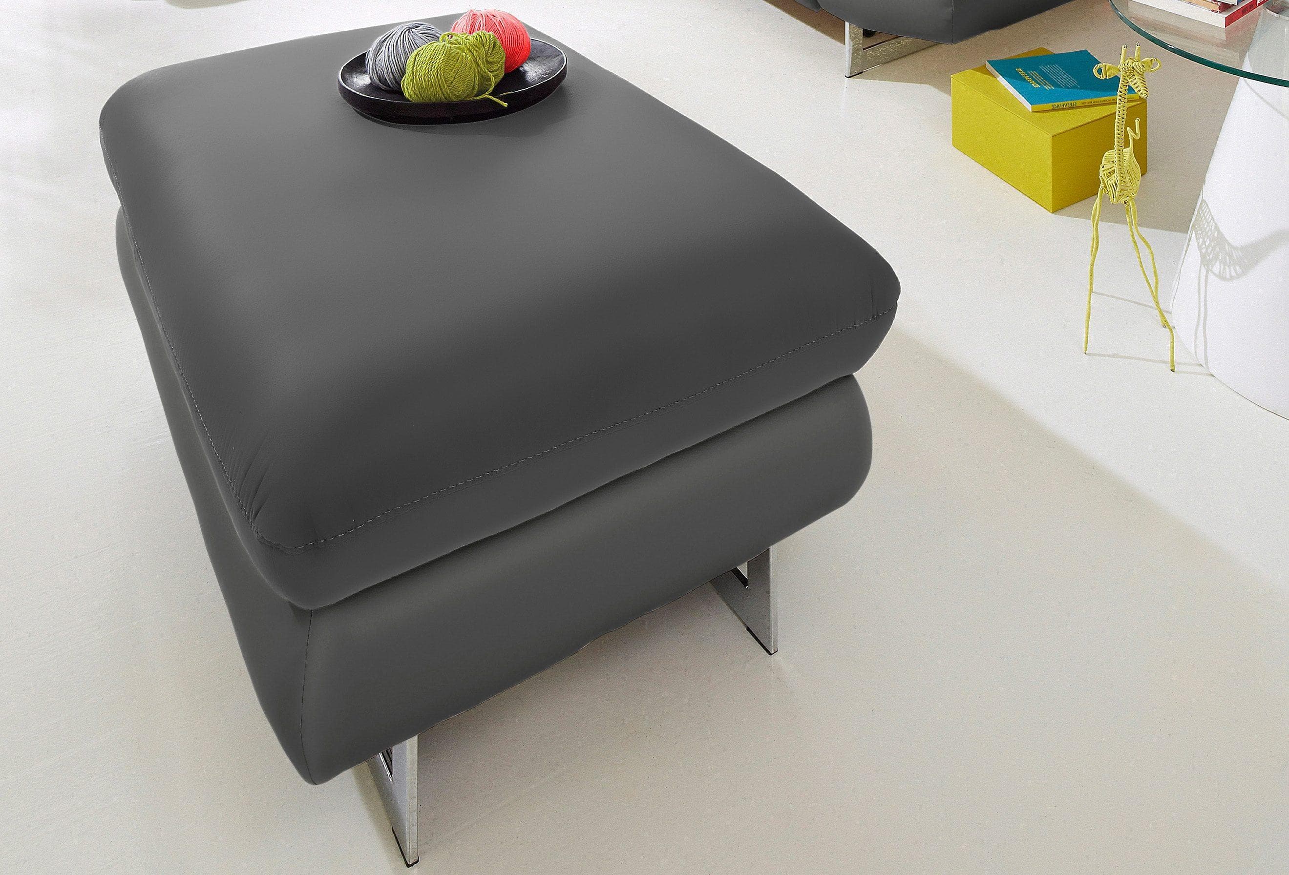 COTTA Hocker Solution Grau Kunstleder Polsterhocker Modern