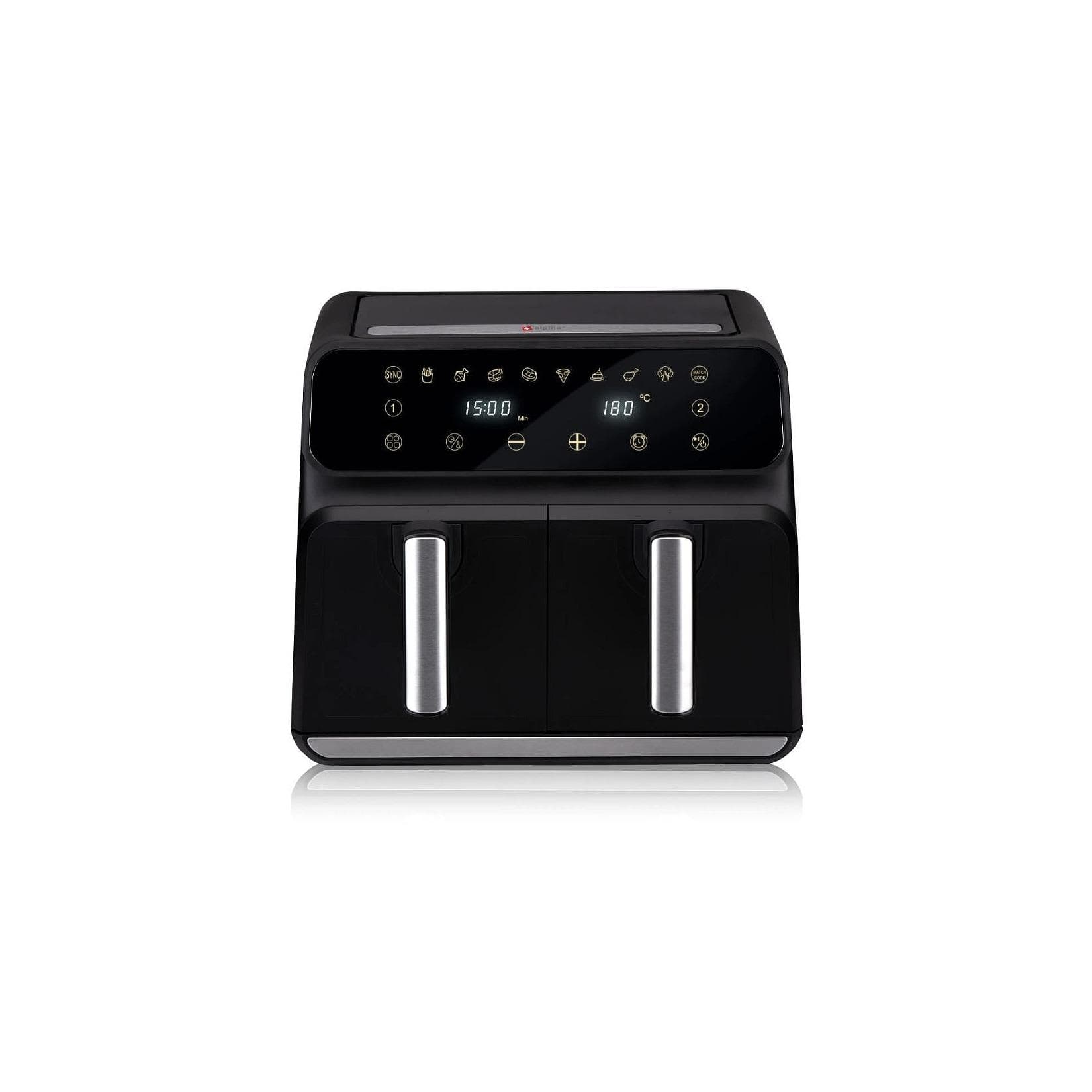 ALPINA Doppel-Heißluftfritteuse Airfryer 1700 Watt 8 Liter Schwarz