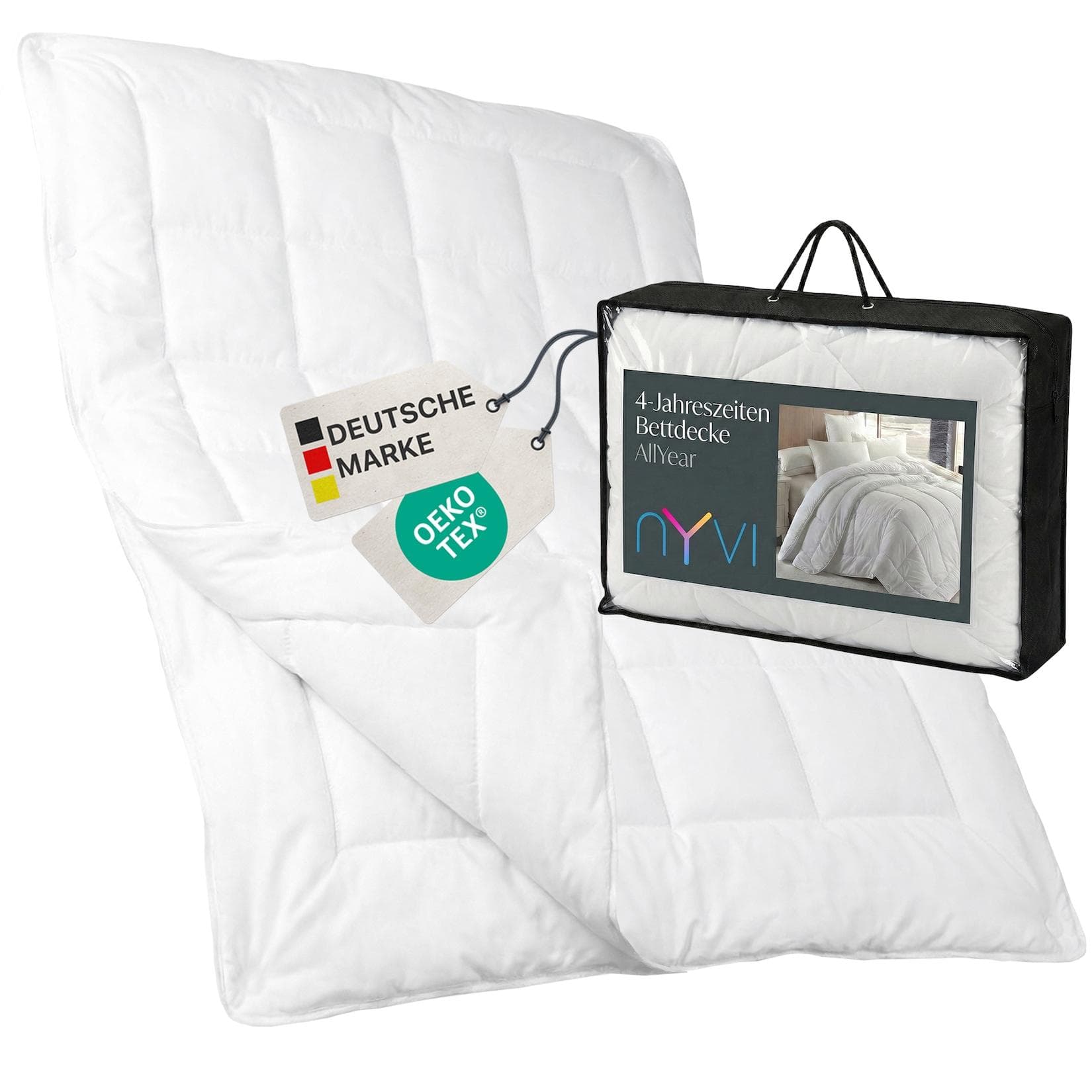 NYVI 4-Jahreszeiten Bettdecke DreamScience AllYear - Sommerdecke und Übergangsdecke mit Druckknöpfen