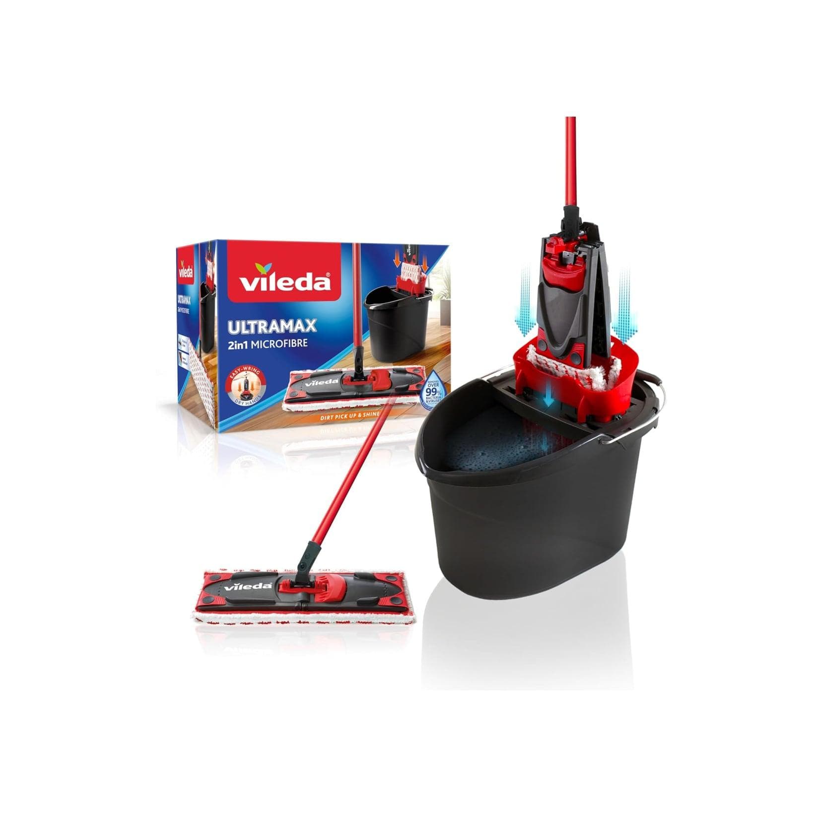 Vileda Ultramax 2in1 Bodenwischer Komplett Set - Mikrofasern