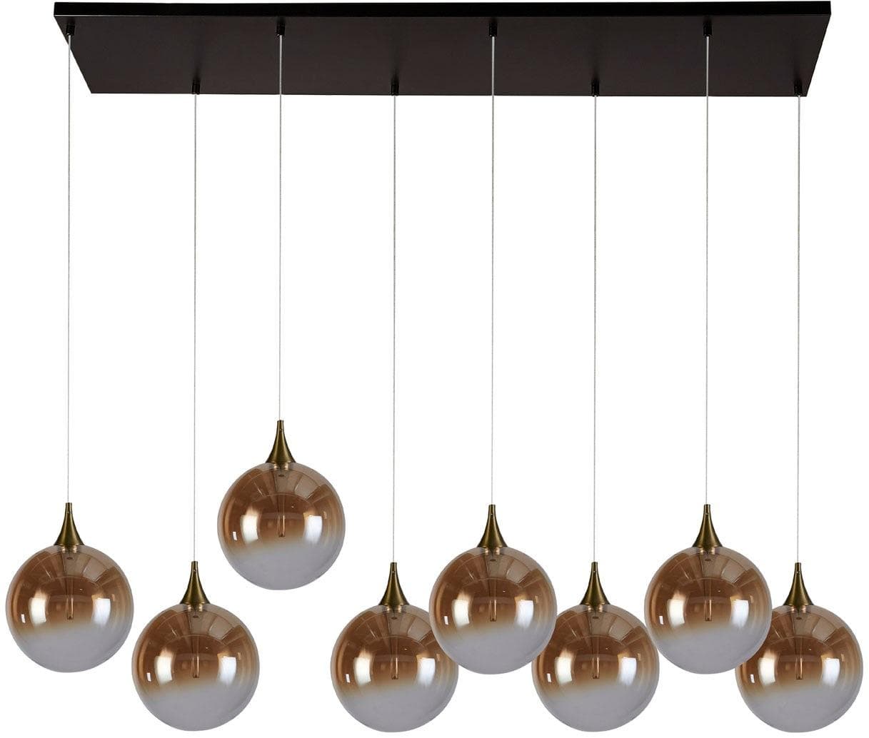 LED-Hängeleuchte Alchemy 8-fl. Schwarz Bernstein Glas