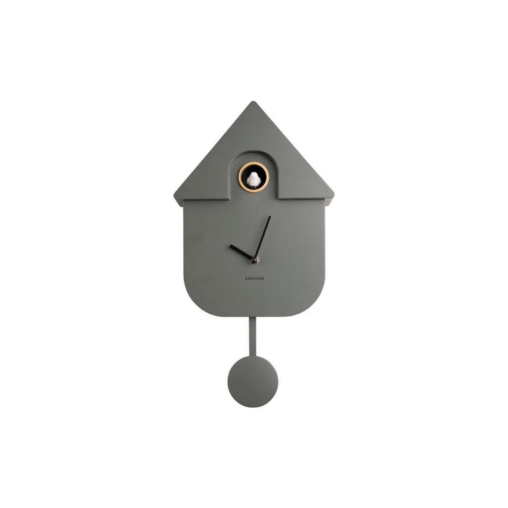 Karlsson Wanduhr Modern Cuckoo Olivgrün Kunststoff