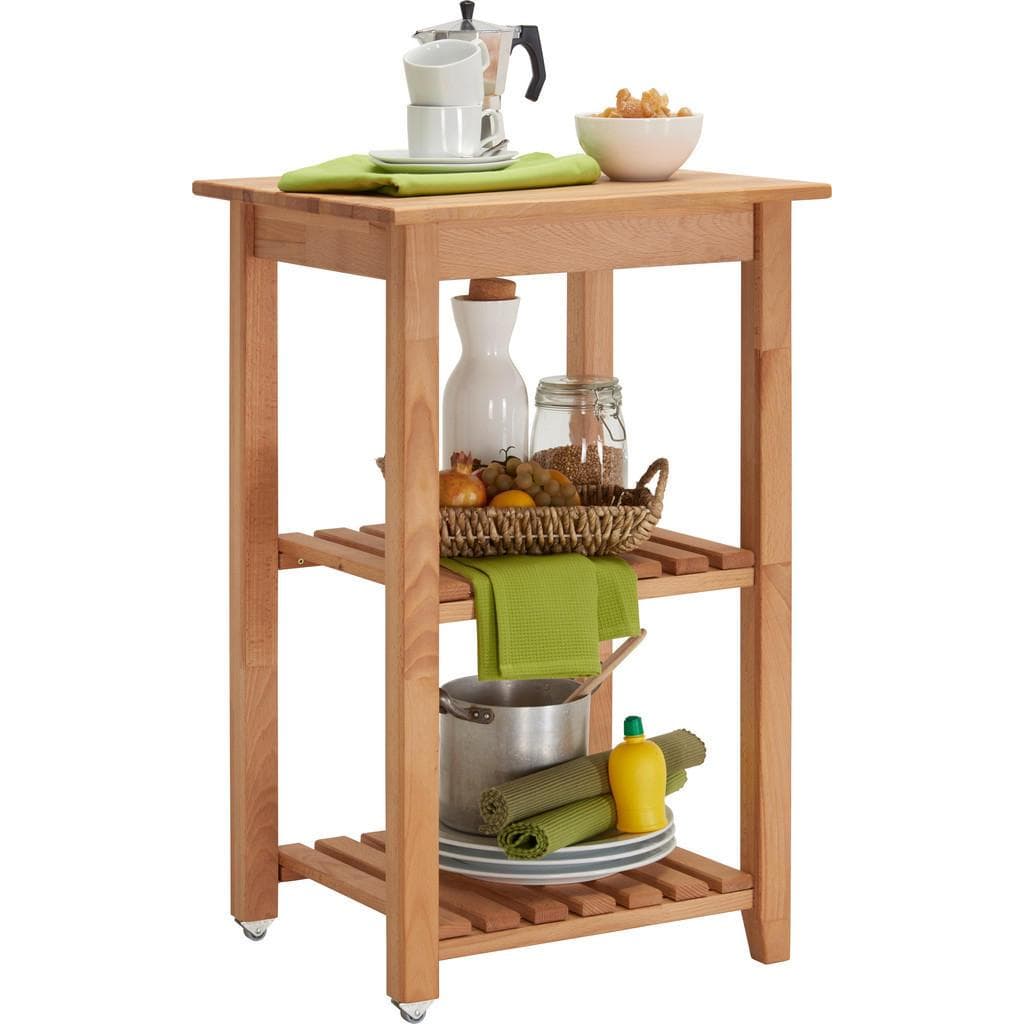 Carryhome Servierwagen Buche Massiv 53x85x46 cm