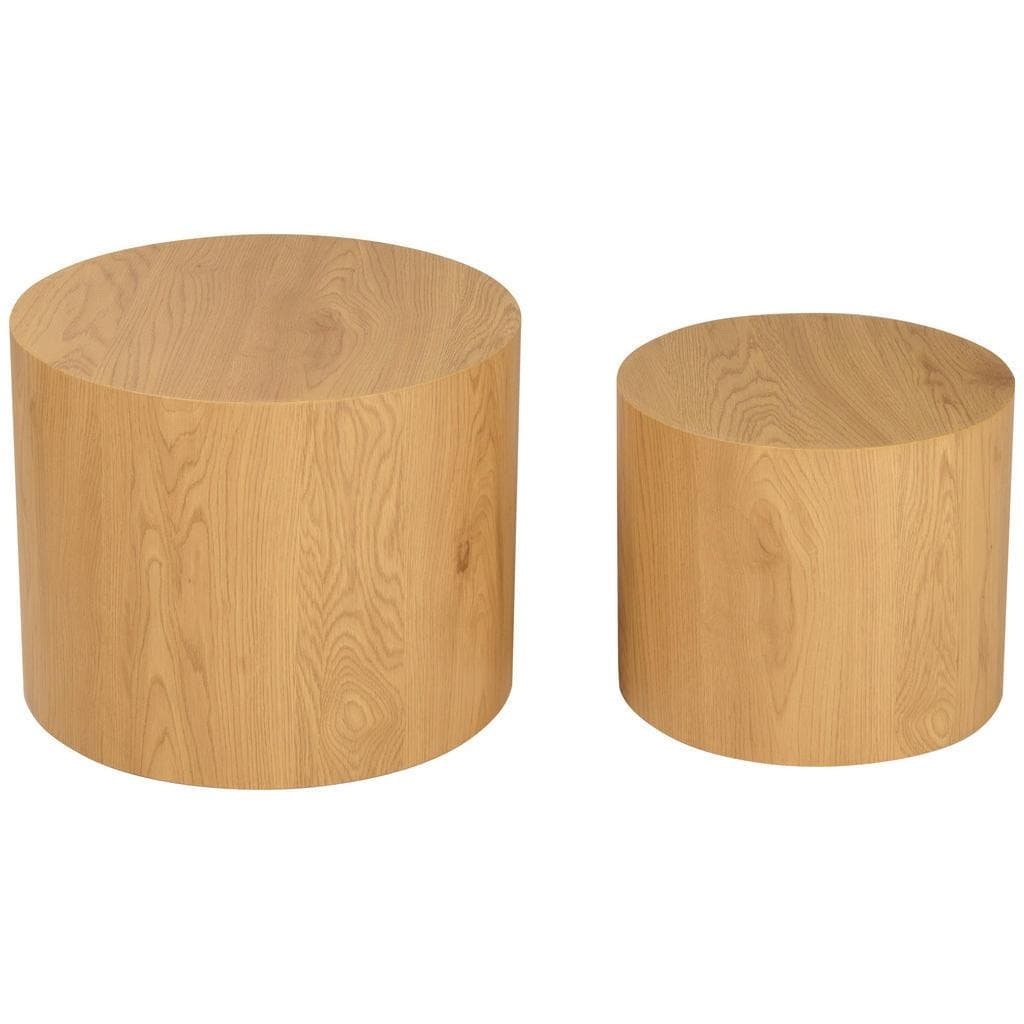 Carryhome Beistelltischset Eiche Holzwerkstoff 2-teilig Rund Sockel