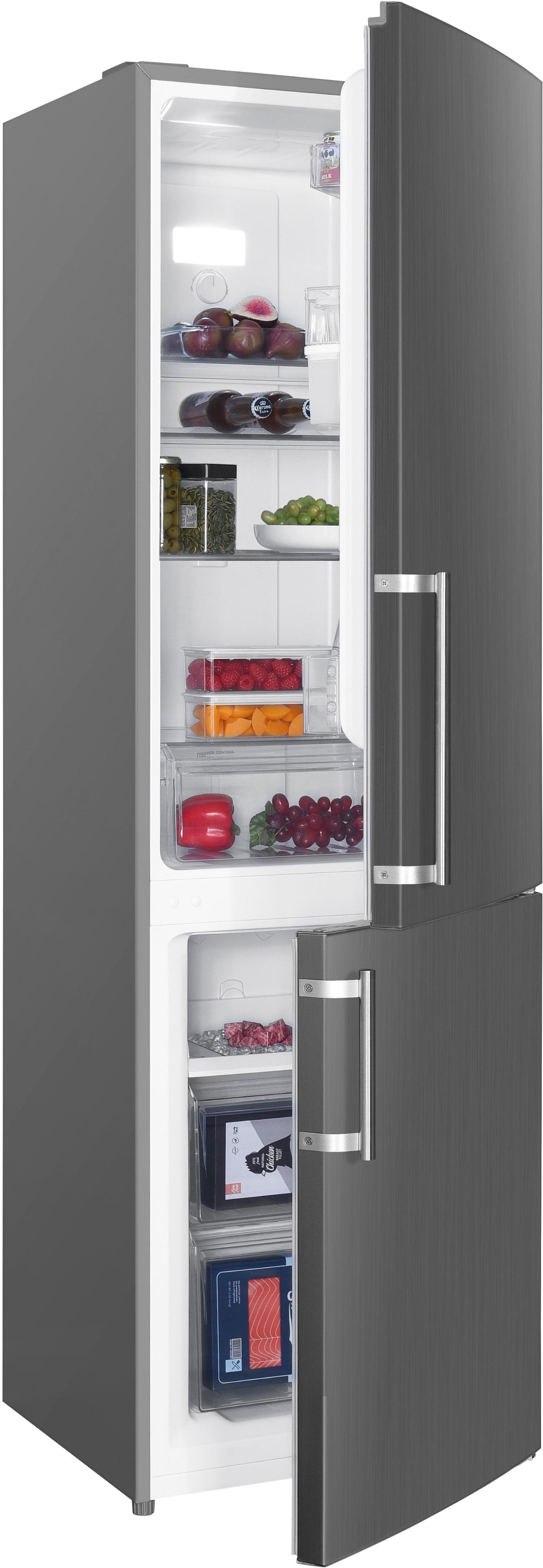 HANSEATIC Kühl-/Gefrierkombination HKGK17955CNF Silber Abtauautomatik Schnellgefrierfunktion