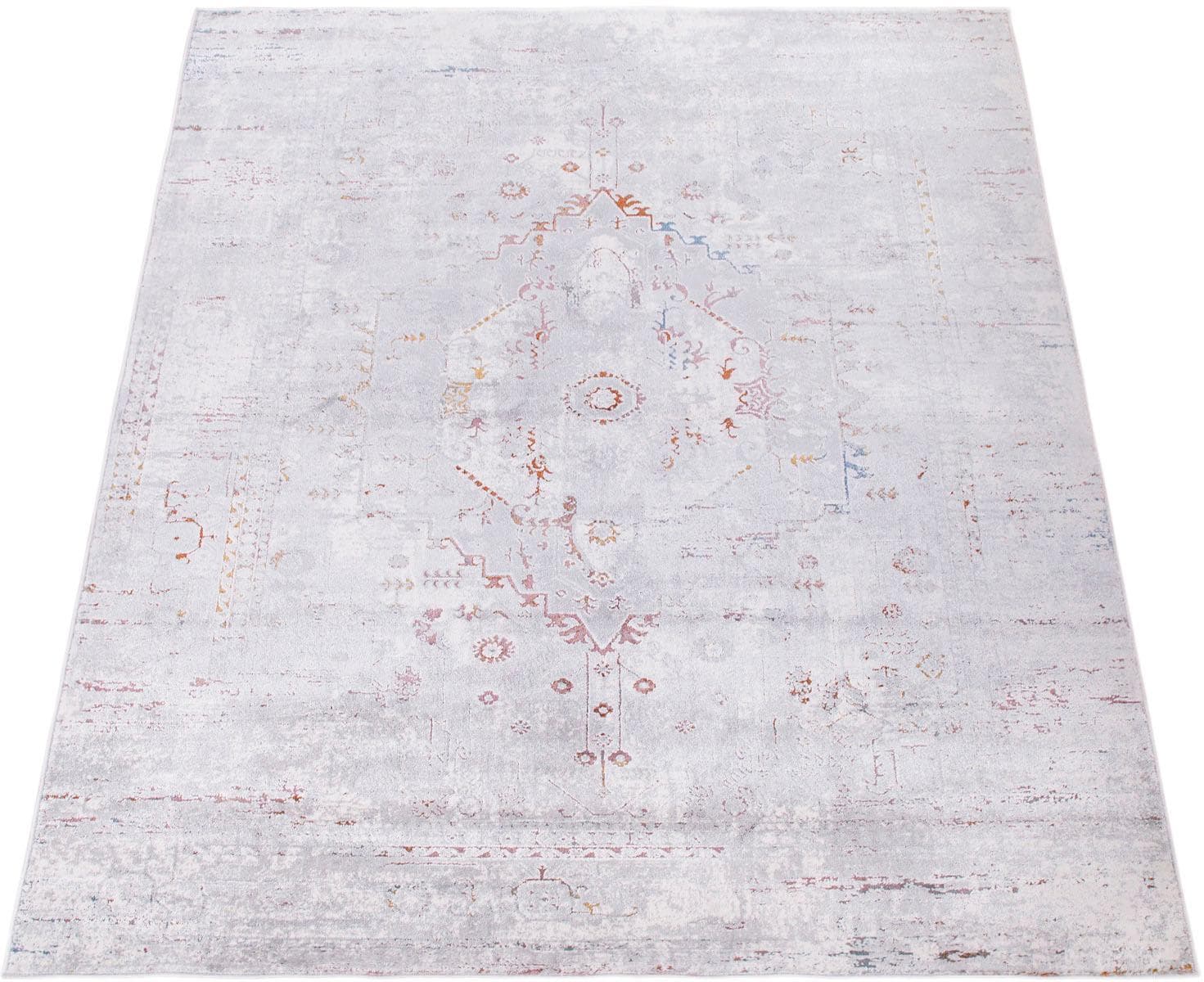 Vintage Teppich im Orient-Stil, bunt, mehrfarbig, Kurzflor