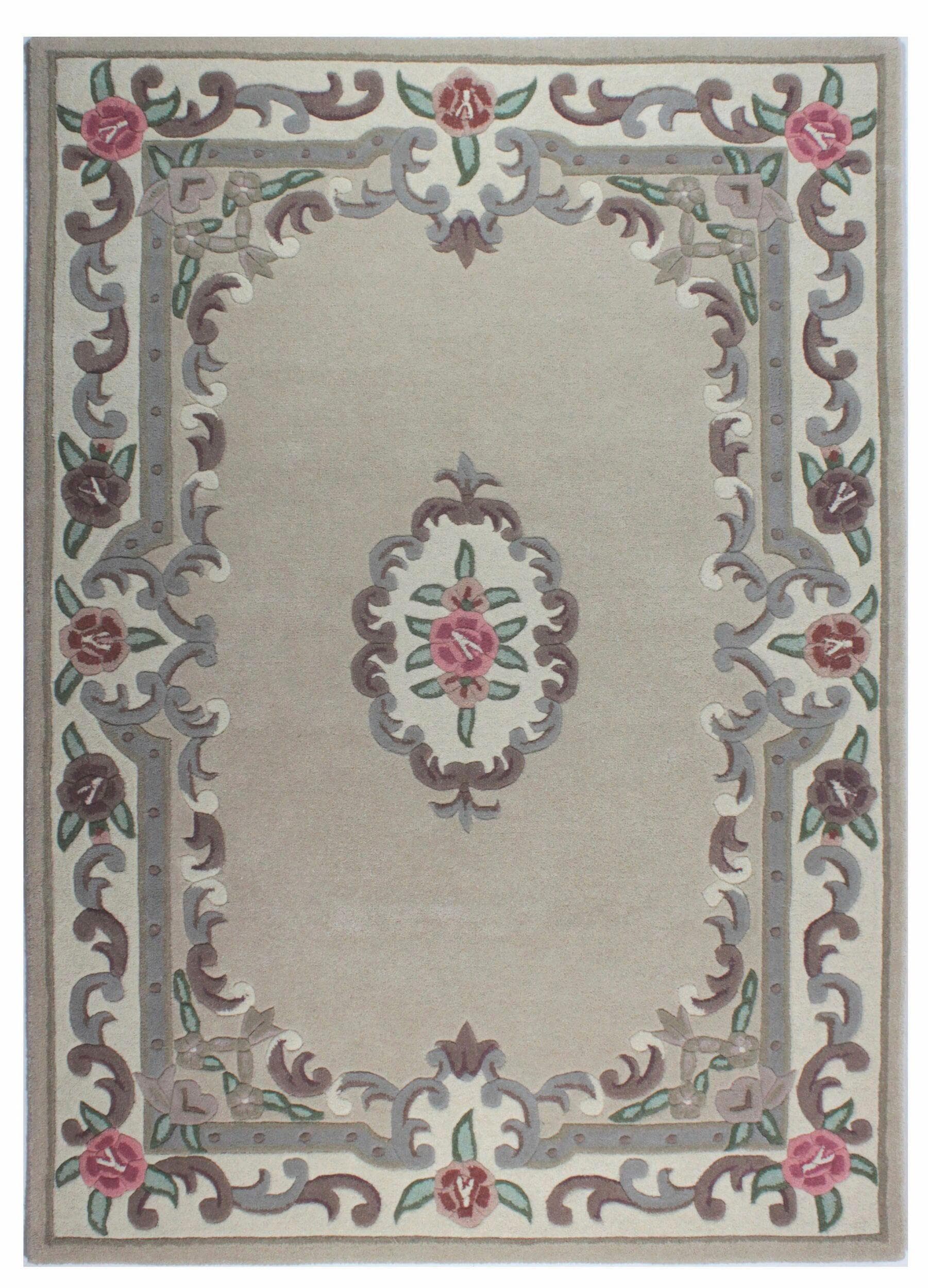 Wollteppich Aubusson Vintage Design Beige Natur