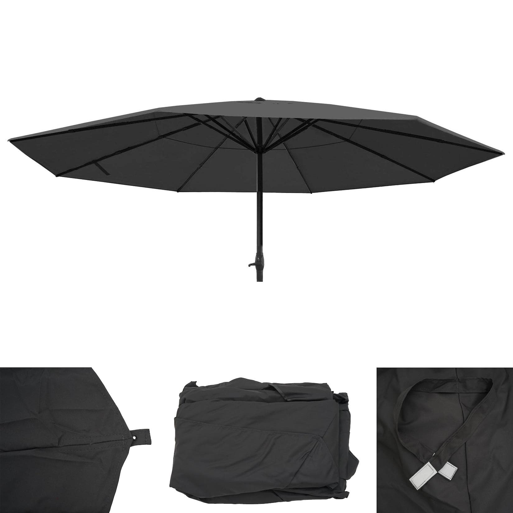Bezug für Sonnenschirm Carpi Pro Gastronomie Marktschirm Ø 5m Polyester Anthrazit