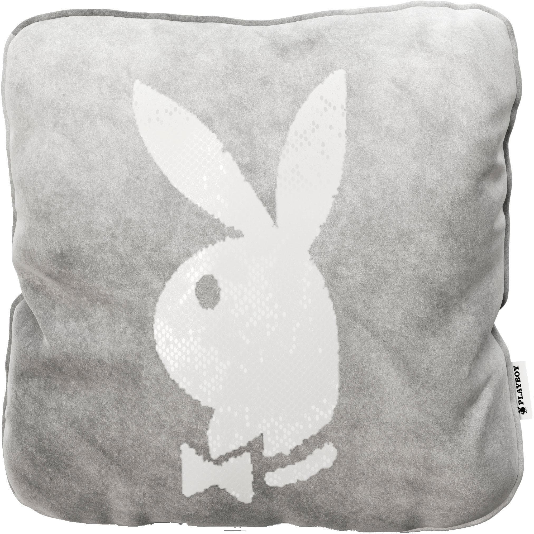 PLAYBOY Dekokissen ELLEN Bunnyhead Anthrazit Samt