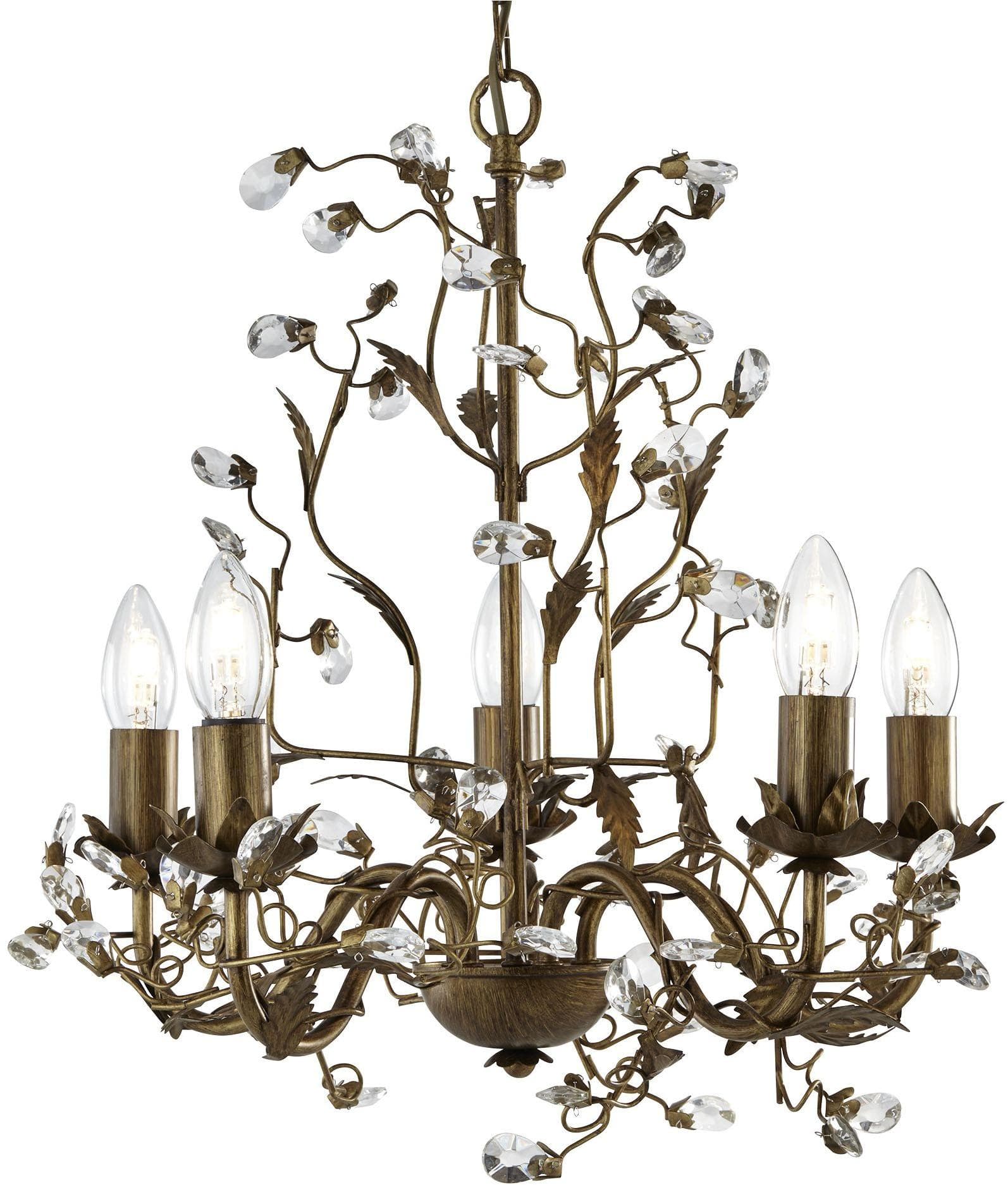 Kronleuchter Almandite 5fl. Braun Floral-Style