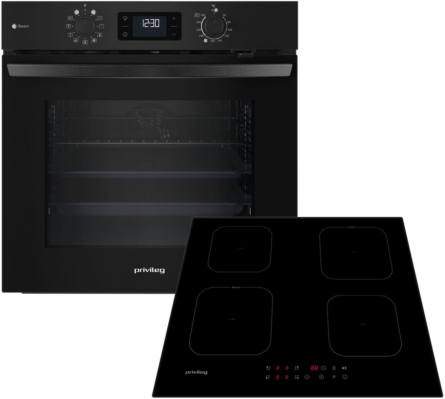 PRIVILEG Backofen-Set BAKO Turn&Go Steam 620 Schwarz Hydrolyse