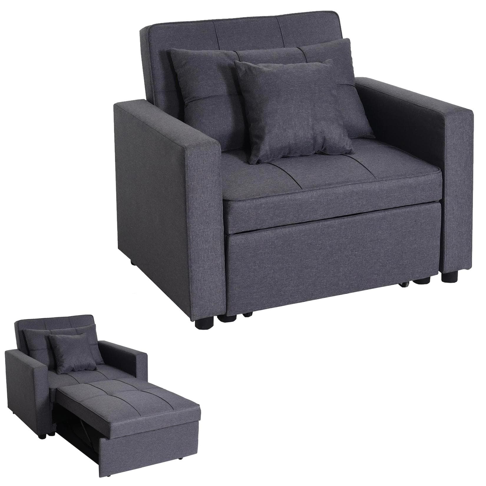 MCW Schlafsessel MCW-L90 Klappsessel mit Schlaffunktion Dunkelgrau
