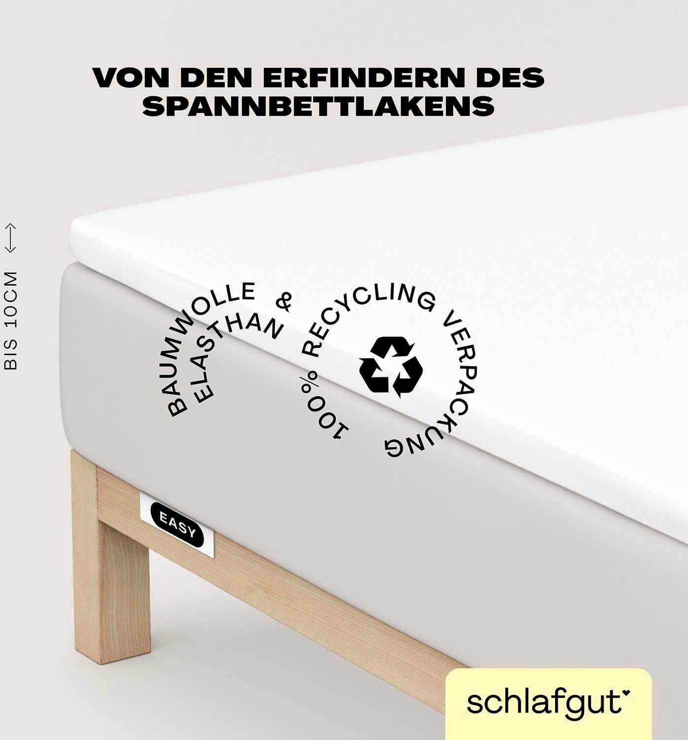 Schlafgut Spannbettlaken Jersey Elasthan Topper Weiß