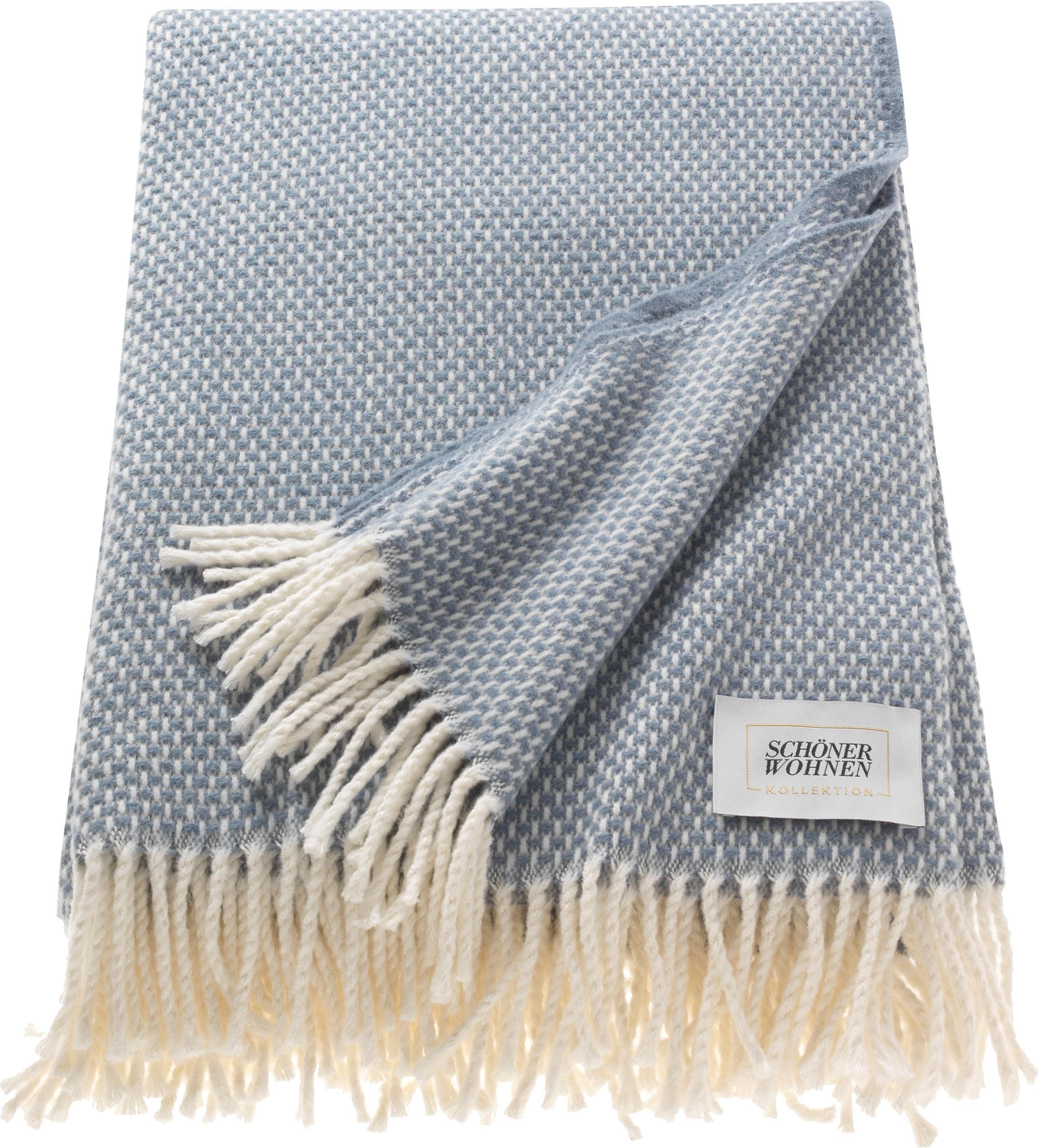 SCHÖNER WOHNEN-Kollektion Zen Tagesdecke Dunkelblau mit Fransen