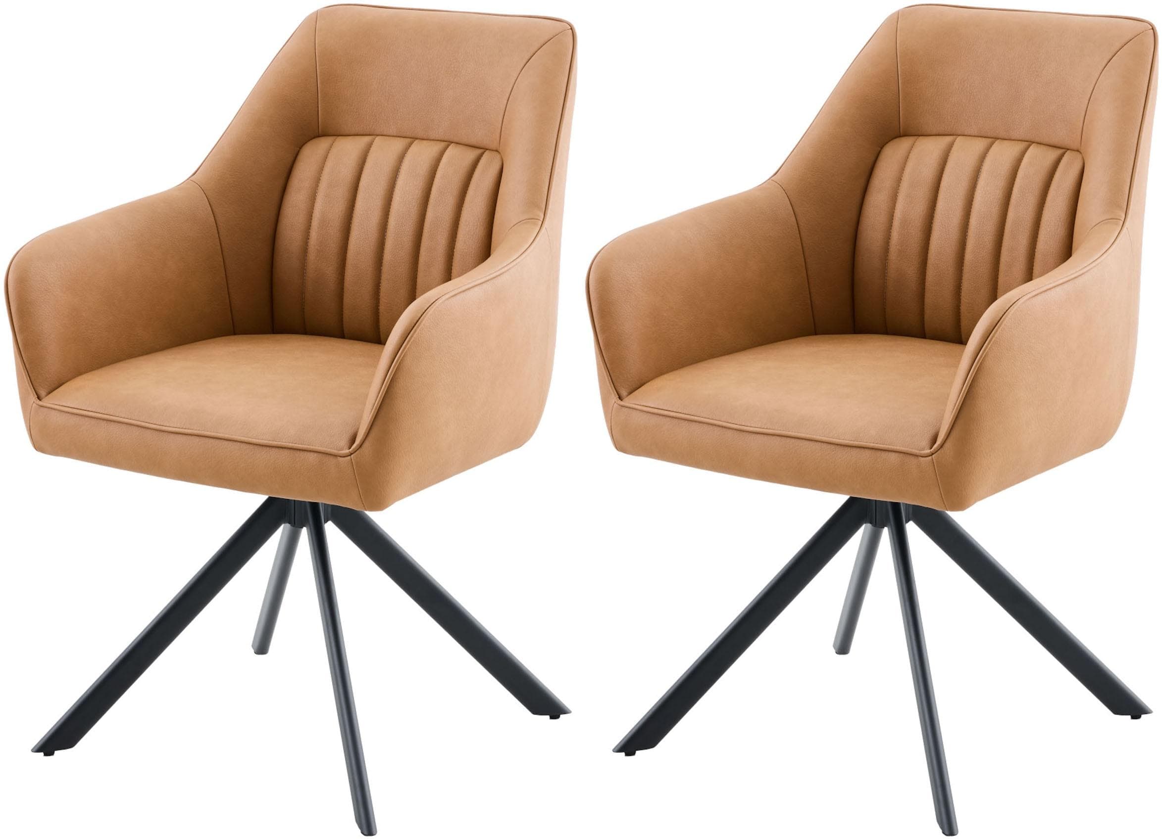 Armlehnstuhl HELA POLINA Cognac Schwarz Lederoptik Drehbar