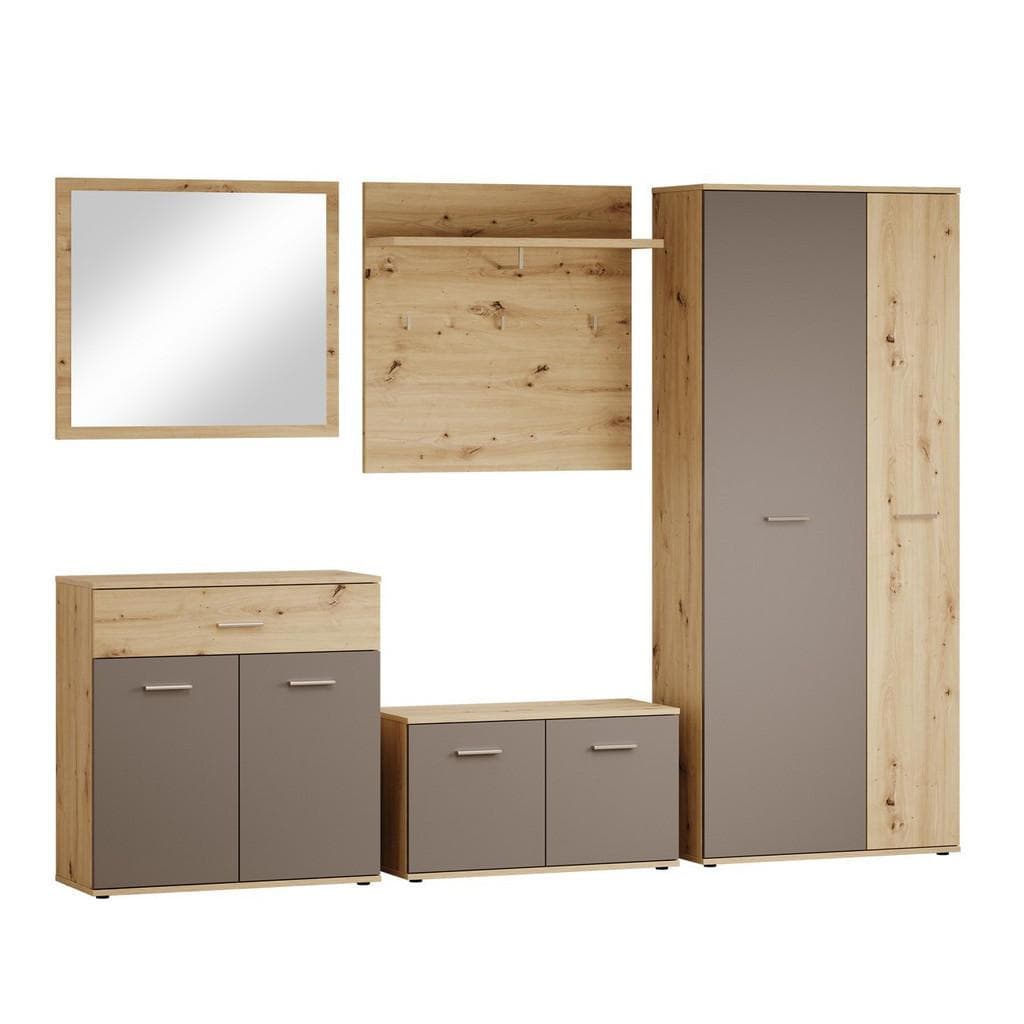 Mid.you Garderobe Anthrazit Eiche Artisan Glas Holzwerkstoff
