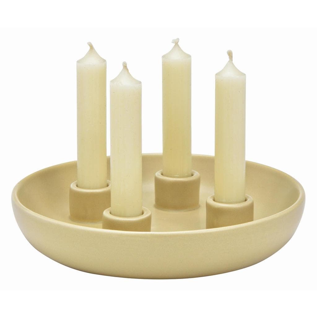 Adventskranz Beige Keramik 21x5x21 cm Weihnachtsdekoration