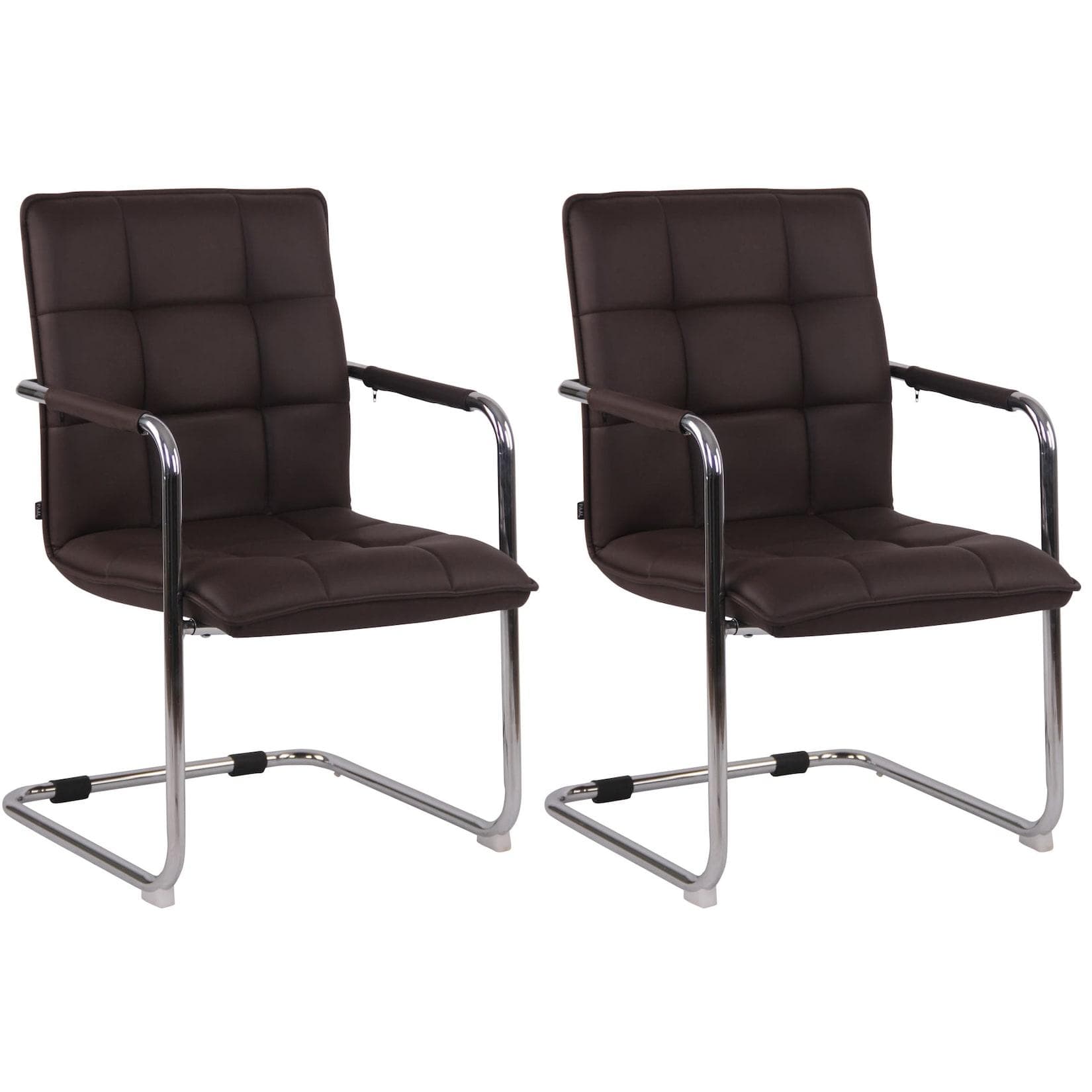 TPFLiving 2er Set Besucherstühle Gant Kunstleder Chrom Weiß