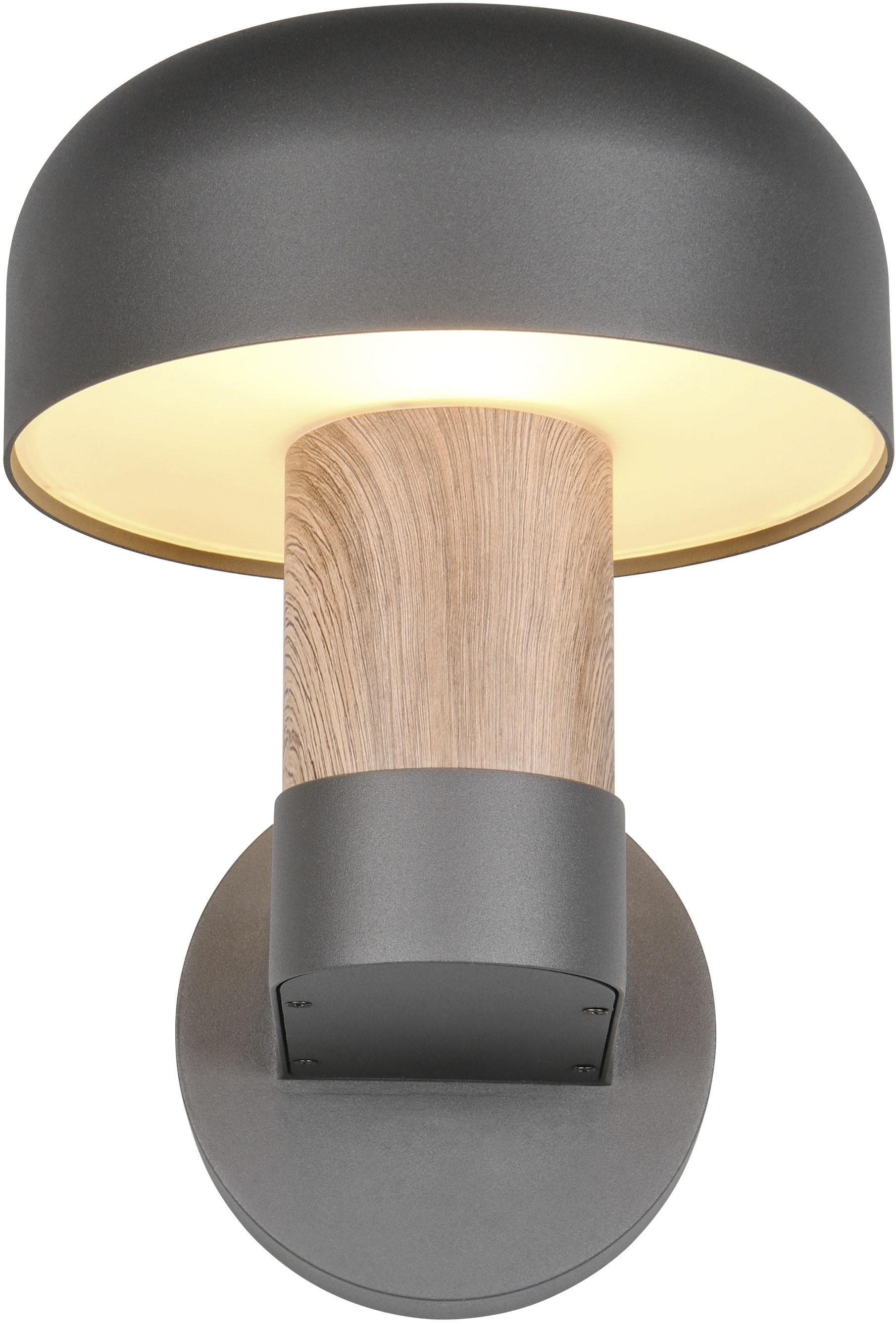 Trio Außenwandleuchte Fraser grau/Holzoptik Alu IP54 E27