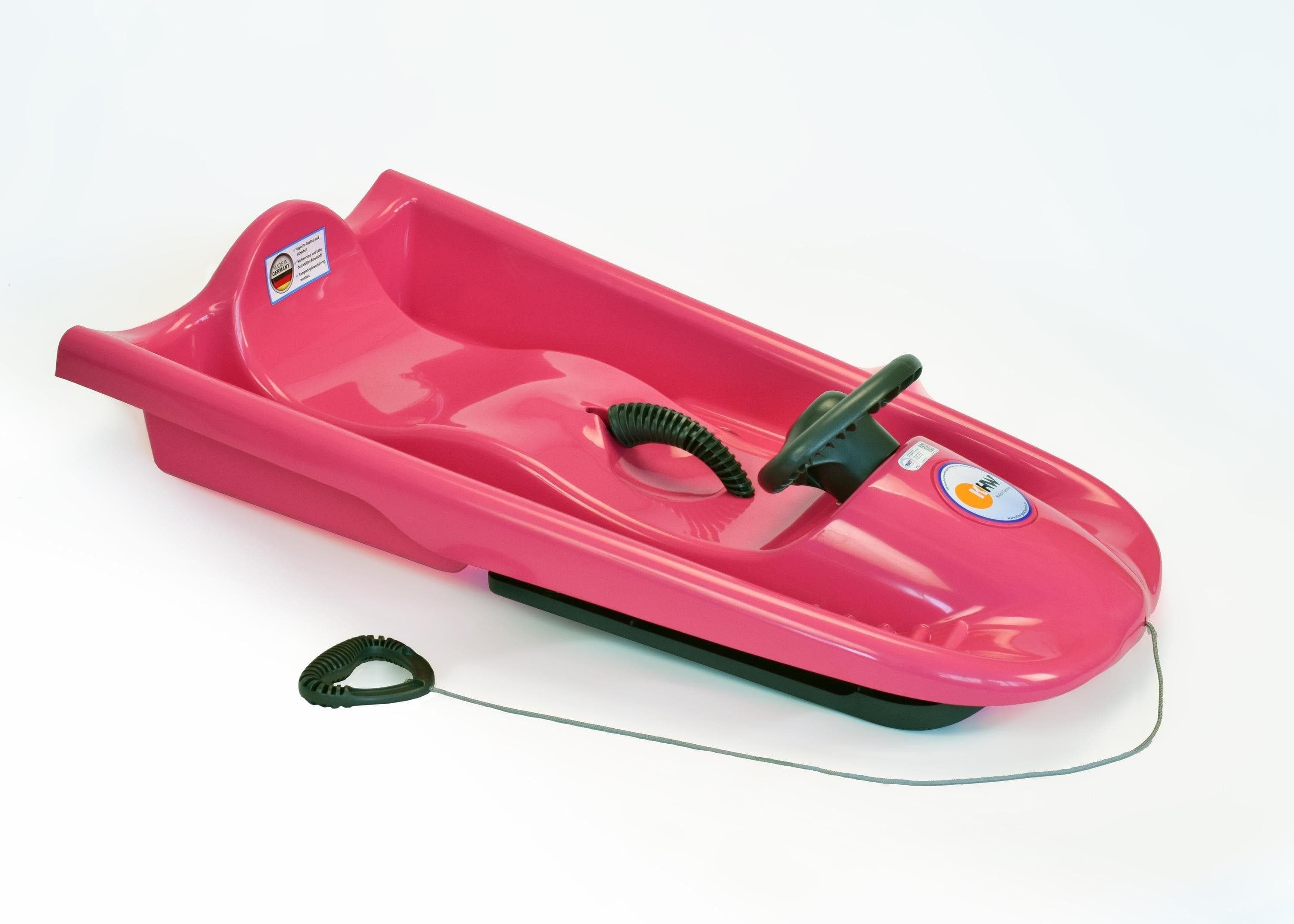 KHW Snow Flyer pink Rodel Schlitten mit Lenkrad und Bremse