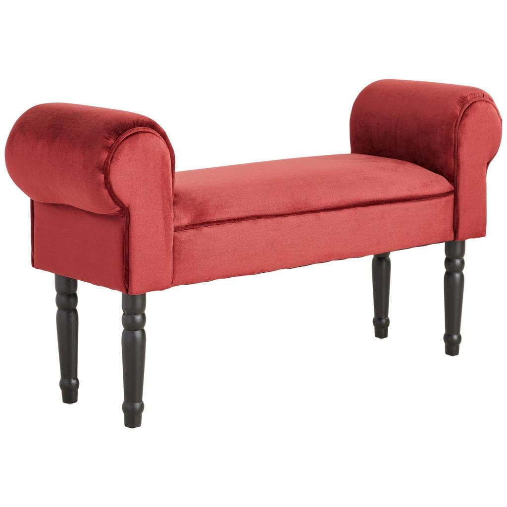 Xora Hocker Weinrot Samt Kiefer Massiv