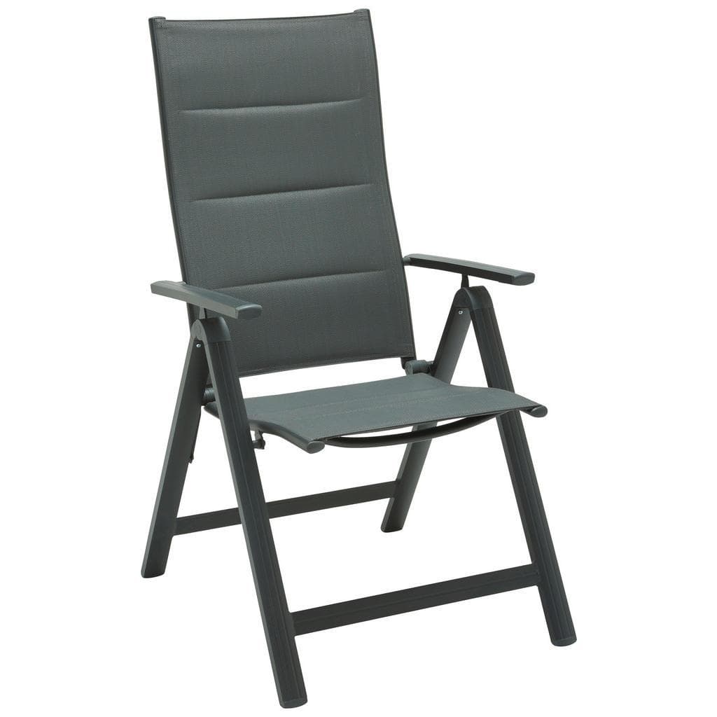 Ambia Garden Gartensessel Anthrazit Dunkelgrau Metall Textil Flachrohr Faltbar