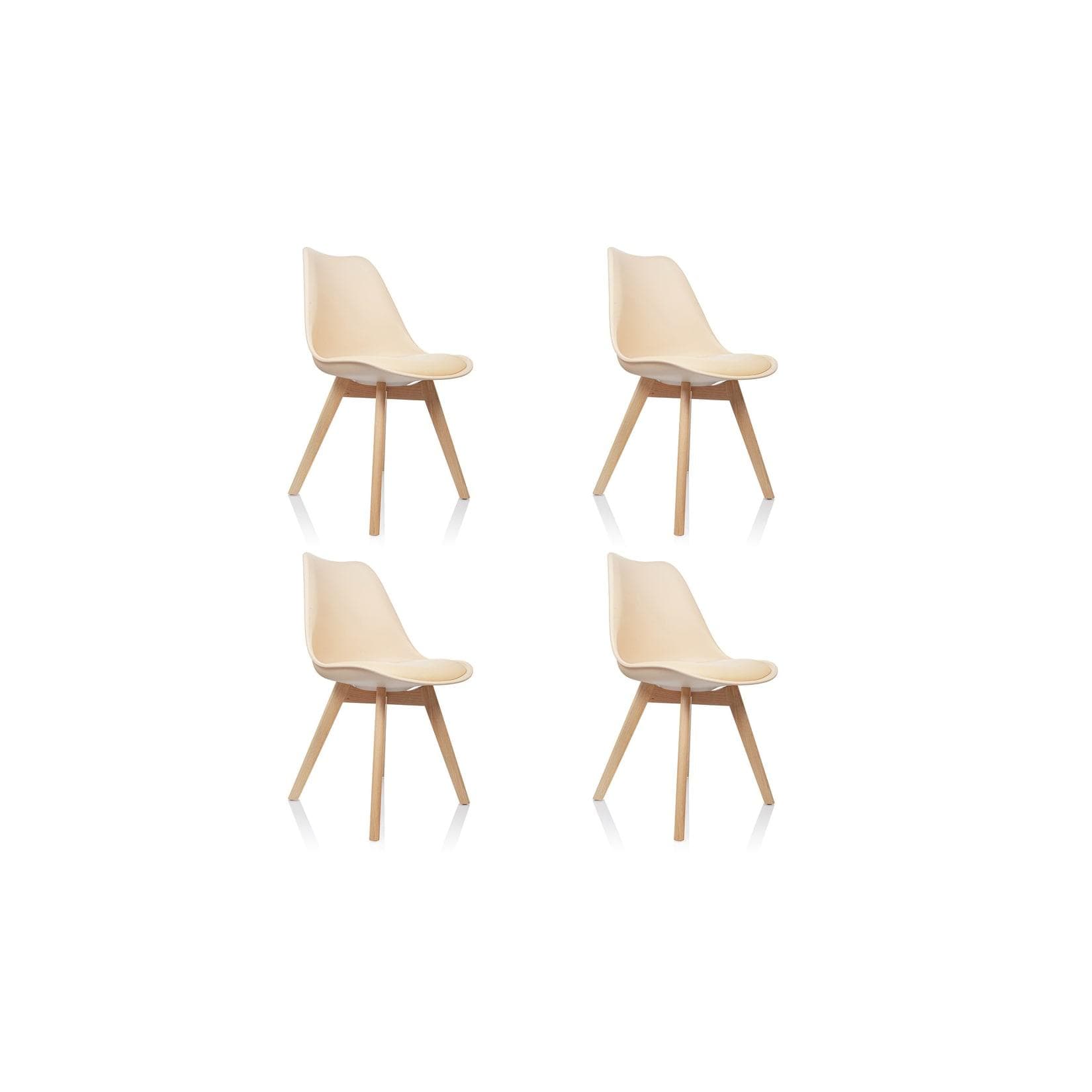hjh OFFICE Schalenstuhl SCANDI 4er Set Esszimmerstuhl mit Holzbeinen