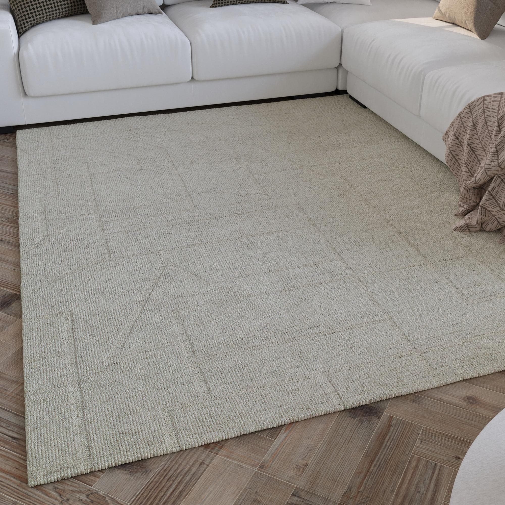 WECON HOME Teppich Hamptons TWENTYEIGHT Kurzflor Geometrisch Creme Weiß