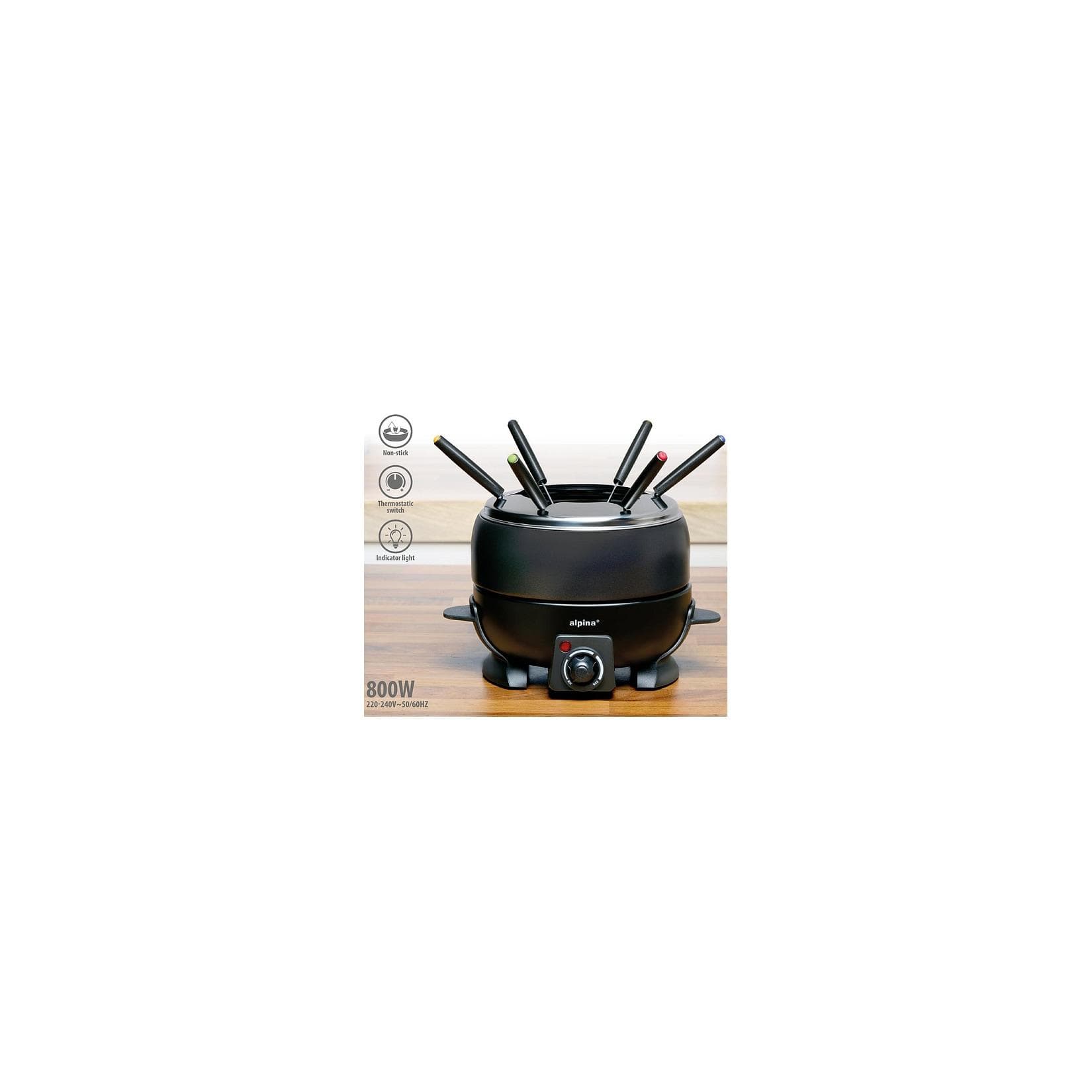 ALPINA Fondue-Set 2,3L Schwarz Elektrisch