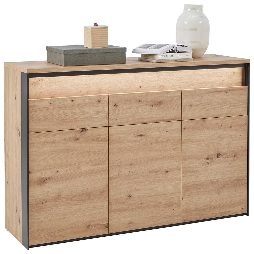 Voleo Sideboard Schwarz Eiche Artisan LED-Beleuchtung