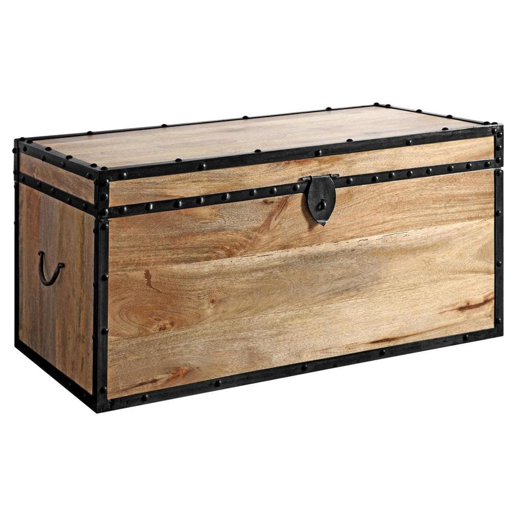 Landscape Truhe Natur Schwarz Mangoholz Metall 80x40x40 cm