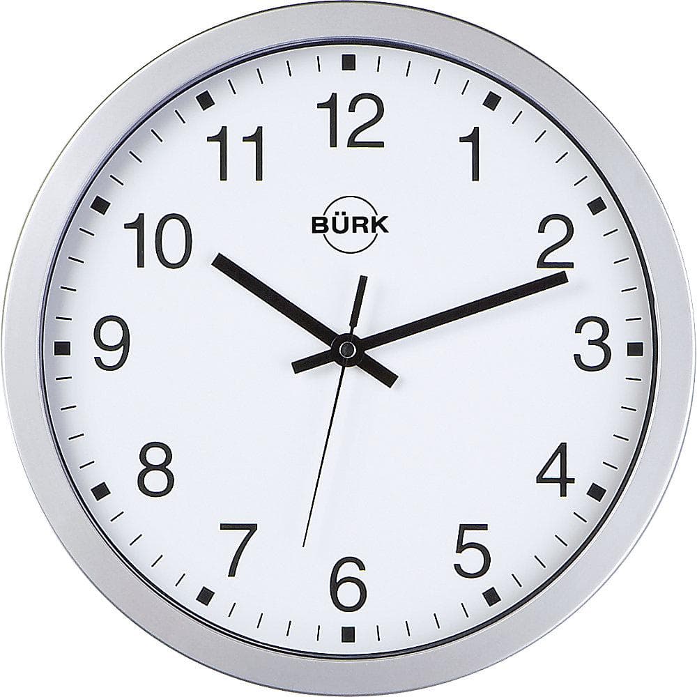 Kaiserkraft Wanduhr Funkuhrwerk ABS Silber 300mm Weiß