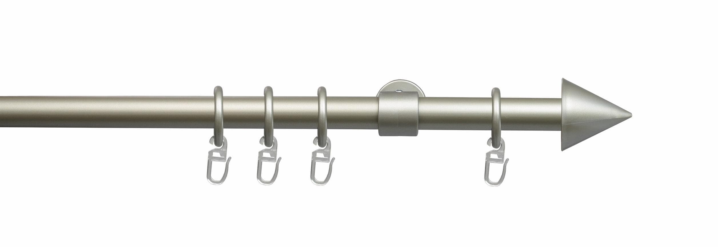 LIEDECO Gardinenstange Kegel 160cm Mattsilber Metall Komplettset