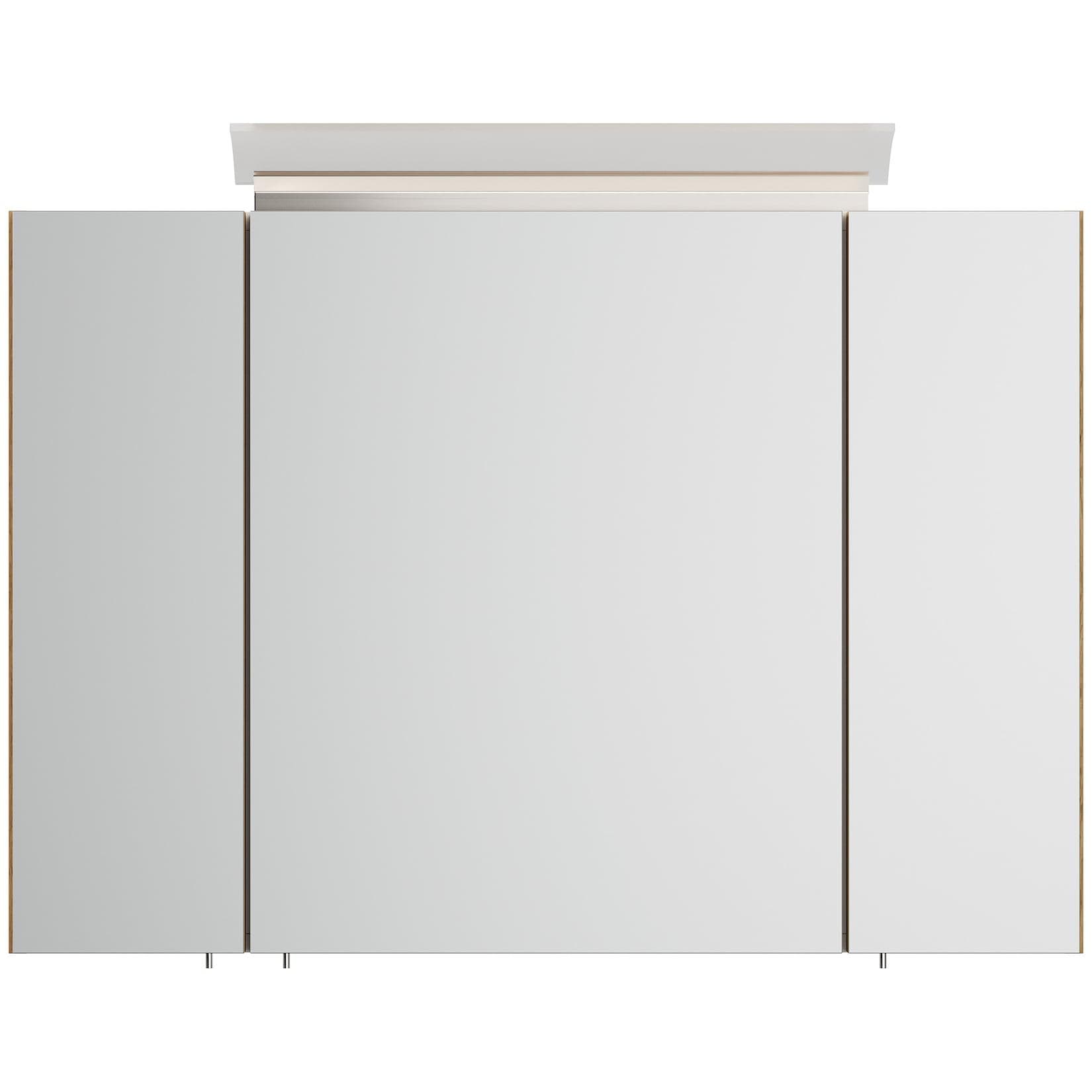 Posseik Spiegelschrank 90cm Weiss Hochglanz mit LED-Lampe
