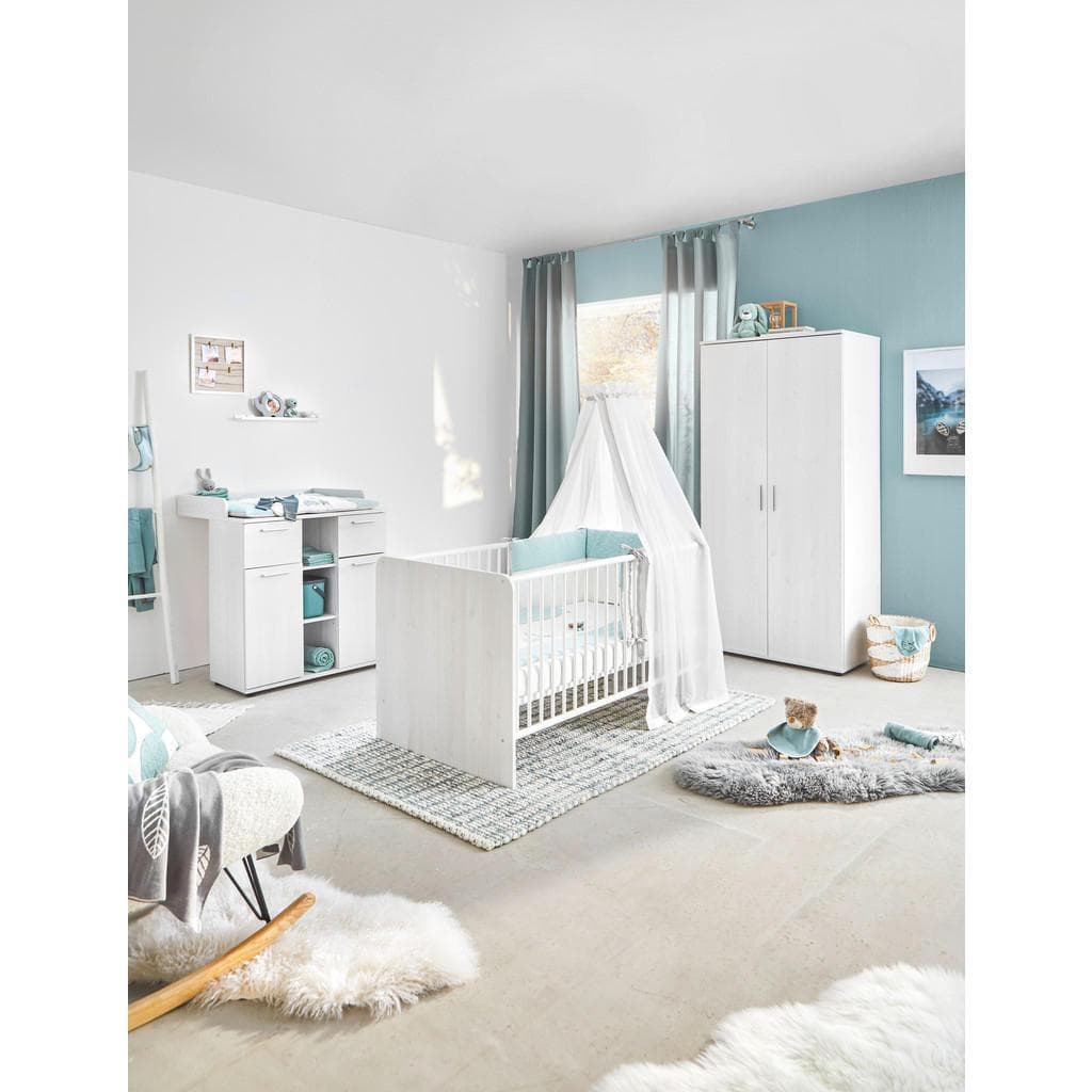 My Baby Lou Babyzimmer Chico Weiß Holzwerkstoff 2 Fächer 2 Schubladen Umbaubar