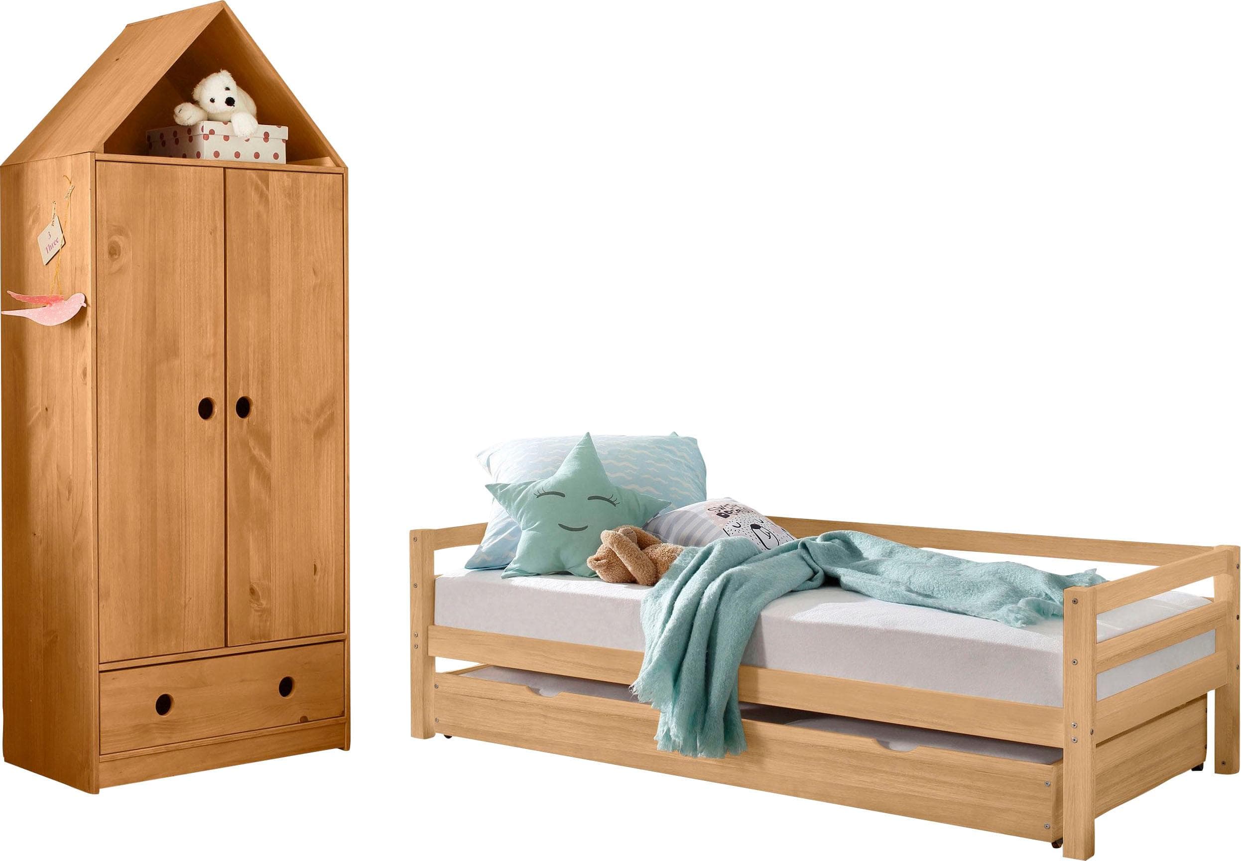 OTTO HOME Alpi Jugendzimmer-Set Beige mit ausziehbarem Bett und Kleiderschrank
