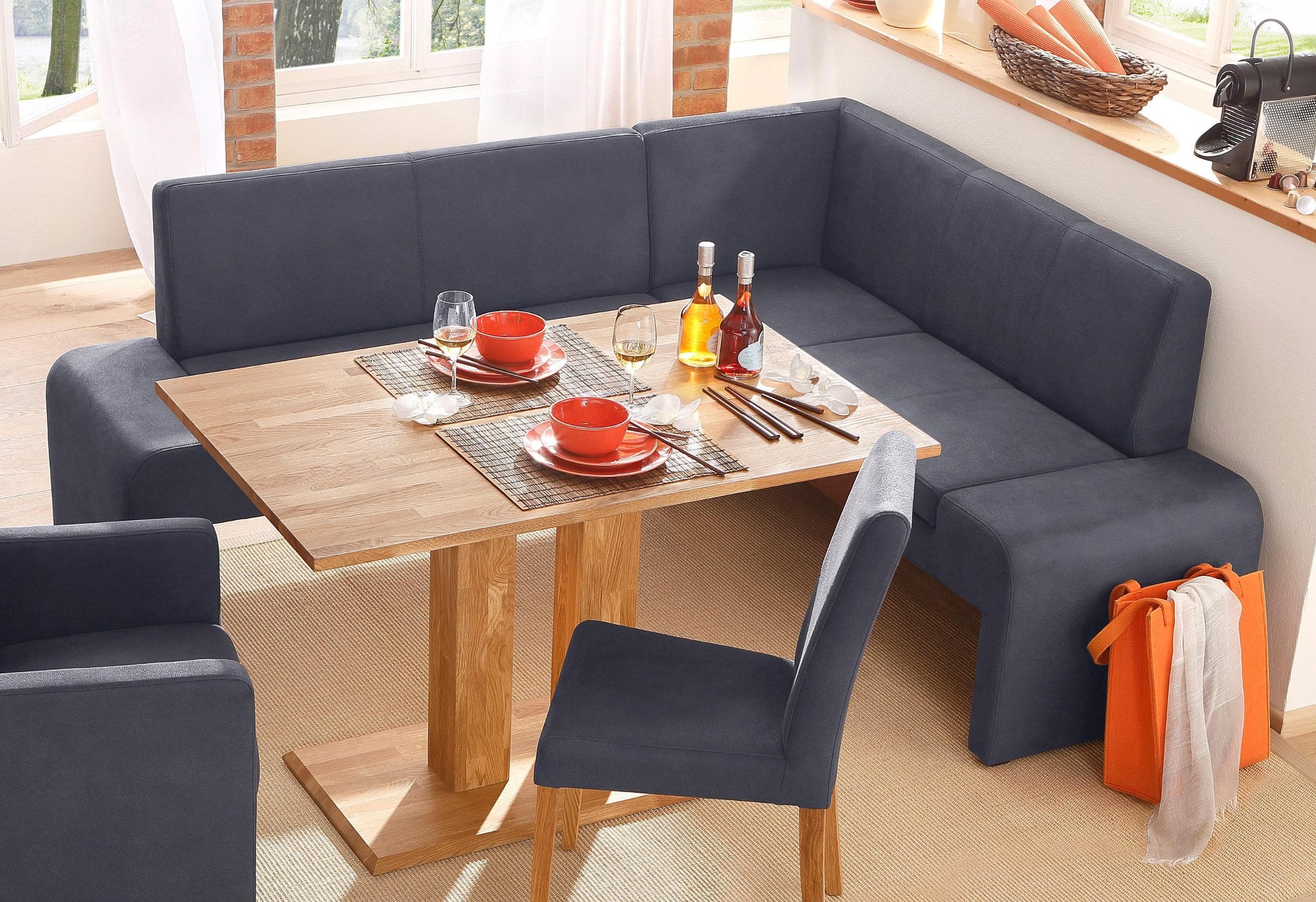 HOME AFFAIRE Eckbank Bologna Grau Microfaser