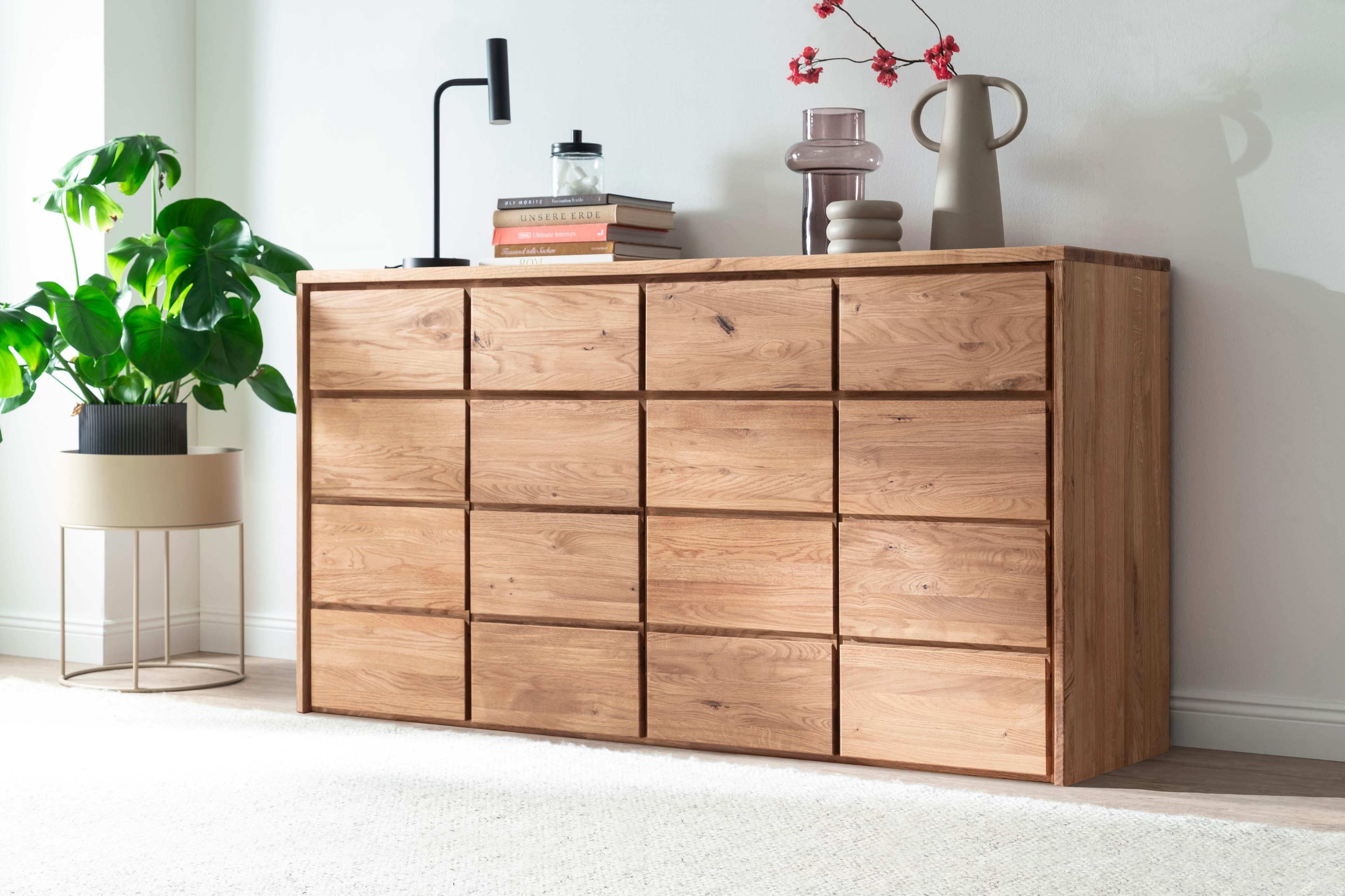 Home Affaire Zetra Kommode 4x Schublade 4x Tür Eiche Natur Geölt