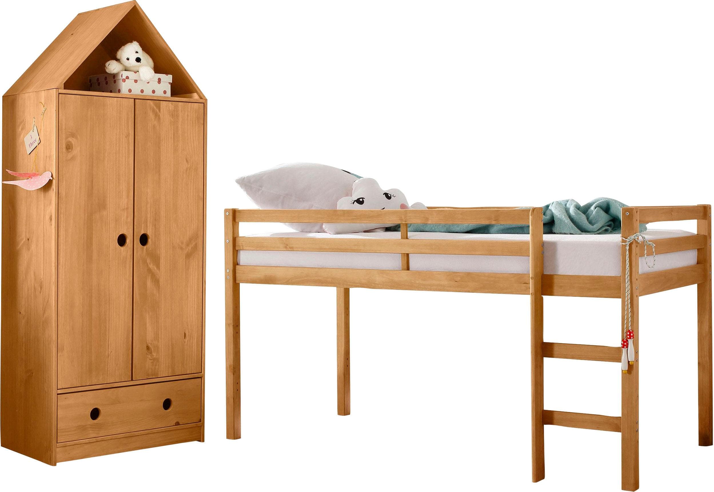 OTTO HOME Alpi Jugendzimmer-Set Beige Hochbett Kleiderschrank