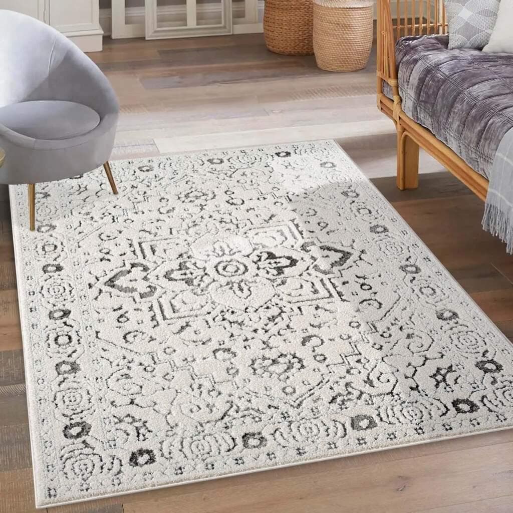 Carpet City Kurzflor-Teppich Grau Hoch-Tief-Struktur