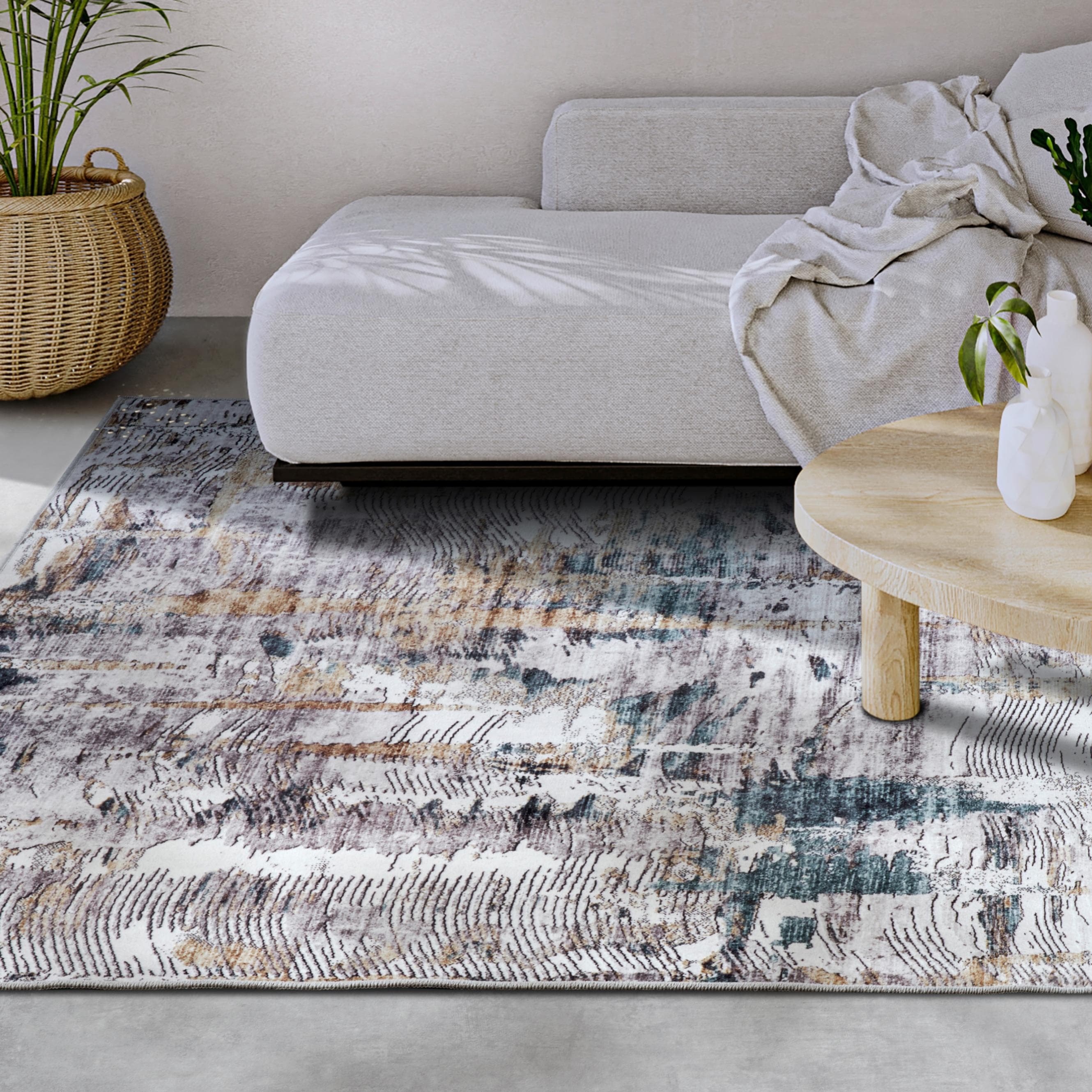 Teppich ELLE DECORATION Malard Blau Kurzflor Modern Vintage