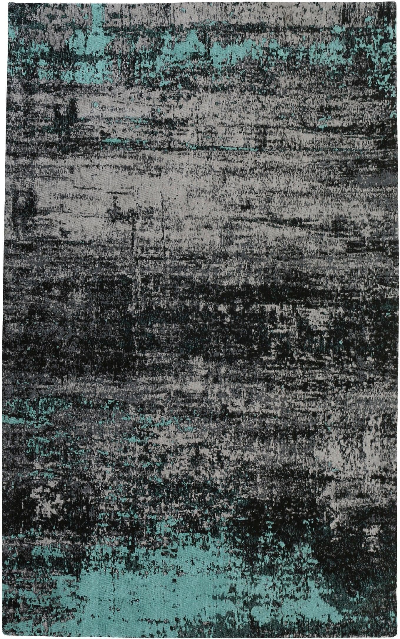 Vintage-Teppich in Schwarz und Grün